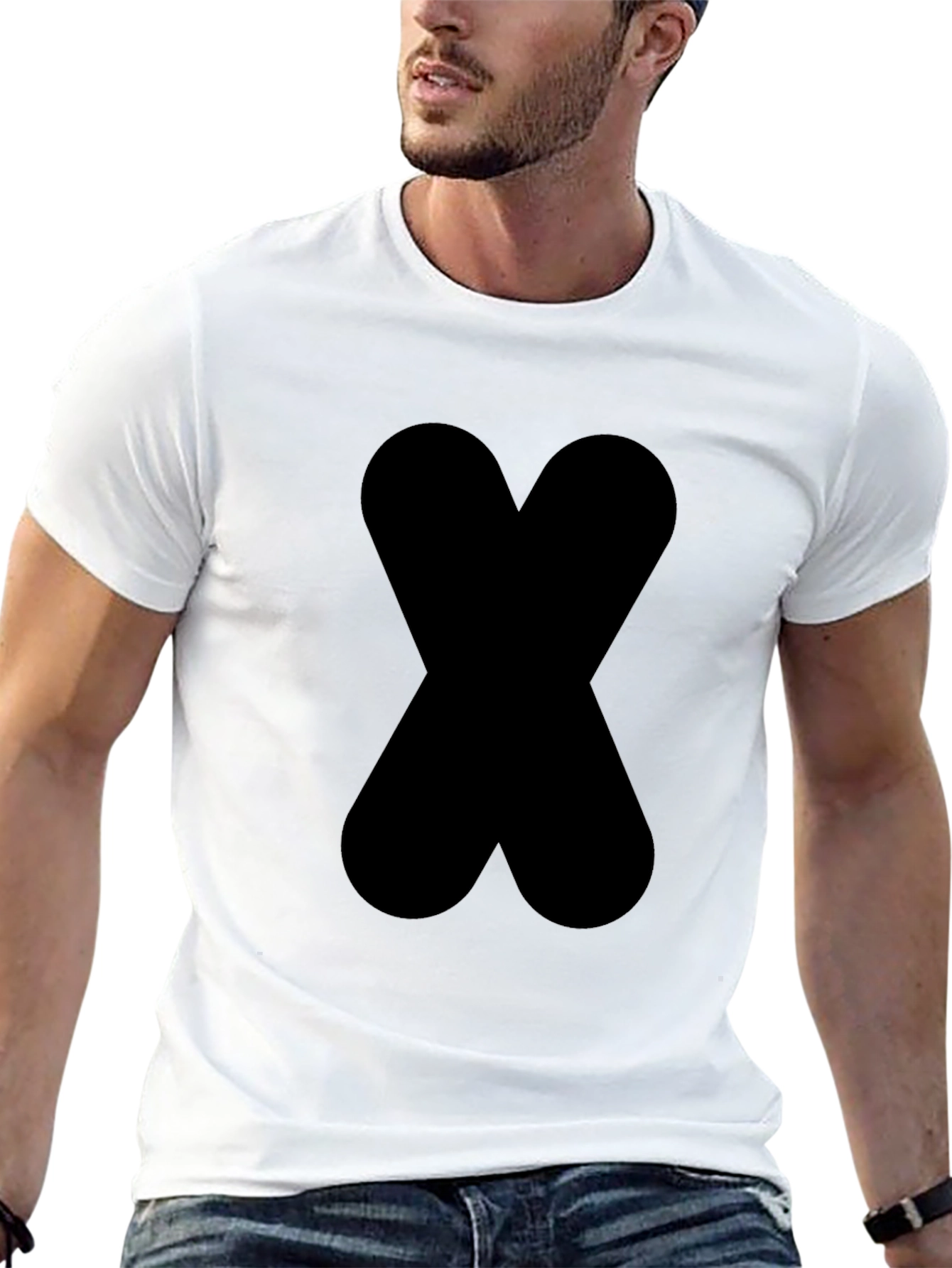 Bold Black X Graphic Tee - Modern Style