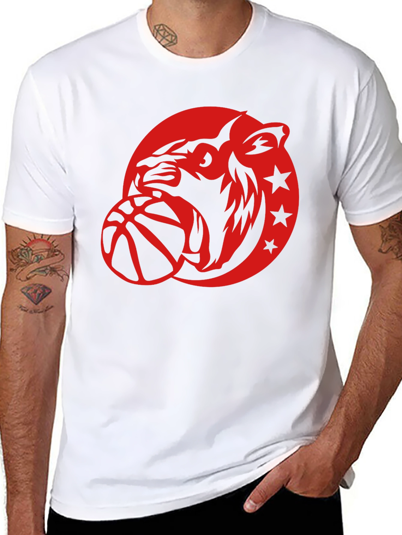 Cool Graphic Tee - Tiger Basketball Design