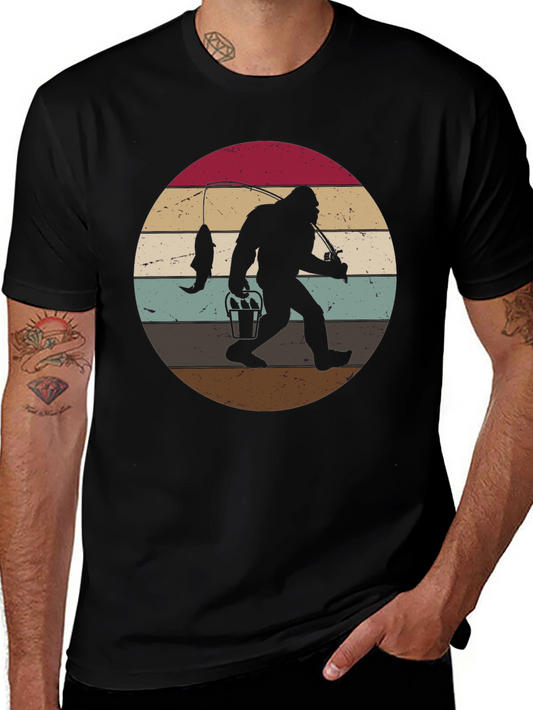 Bigfoot Fishing Sunset Graphic Tee