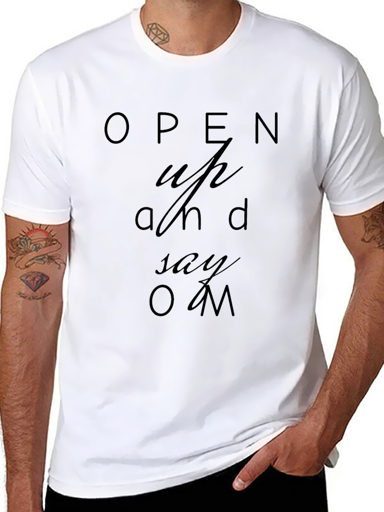 Open Up and Say Om Black Graphic Tee
