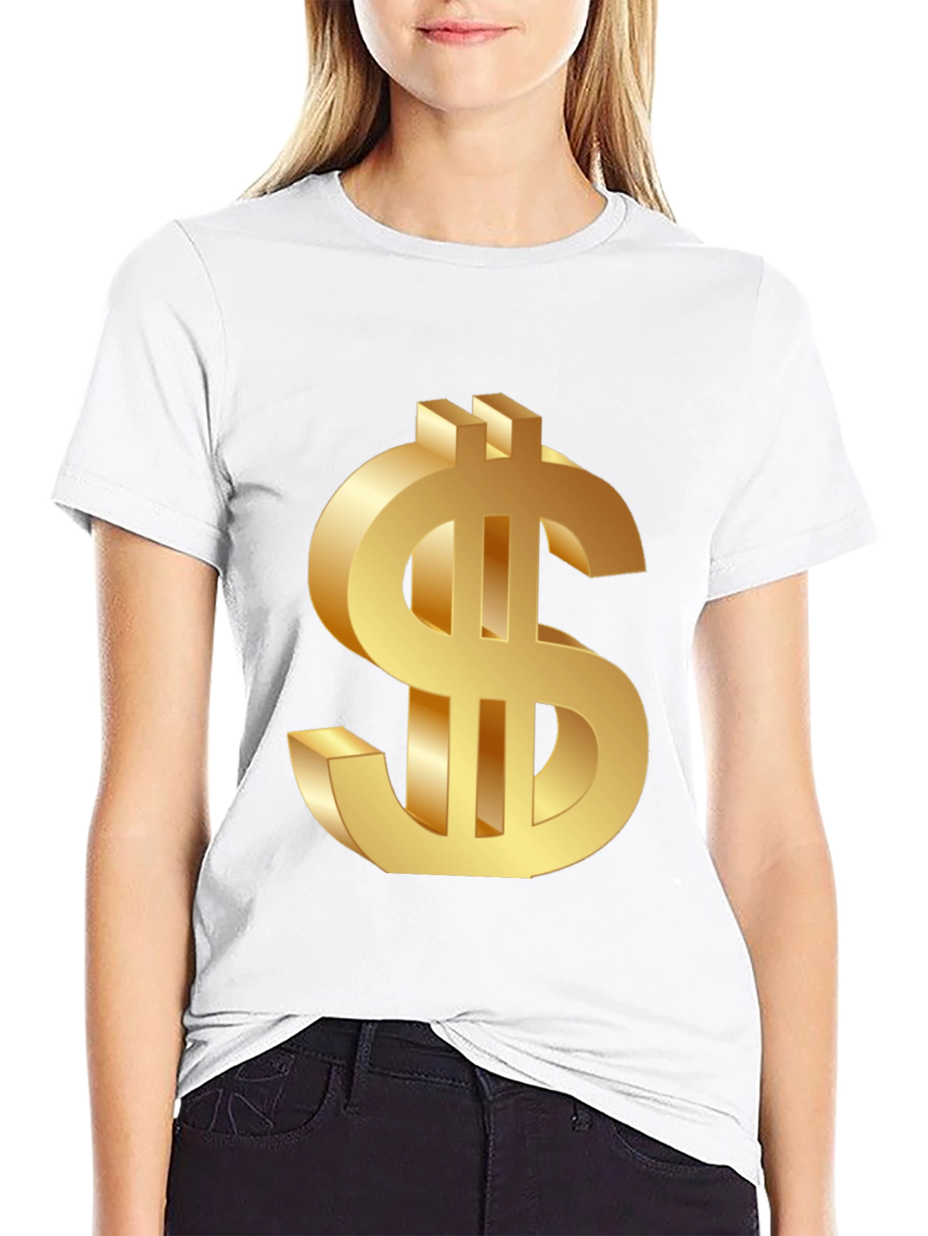 Golden Dollar Sign Black T-Shirt