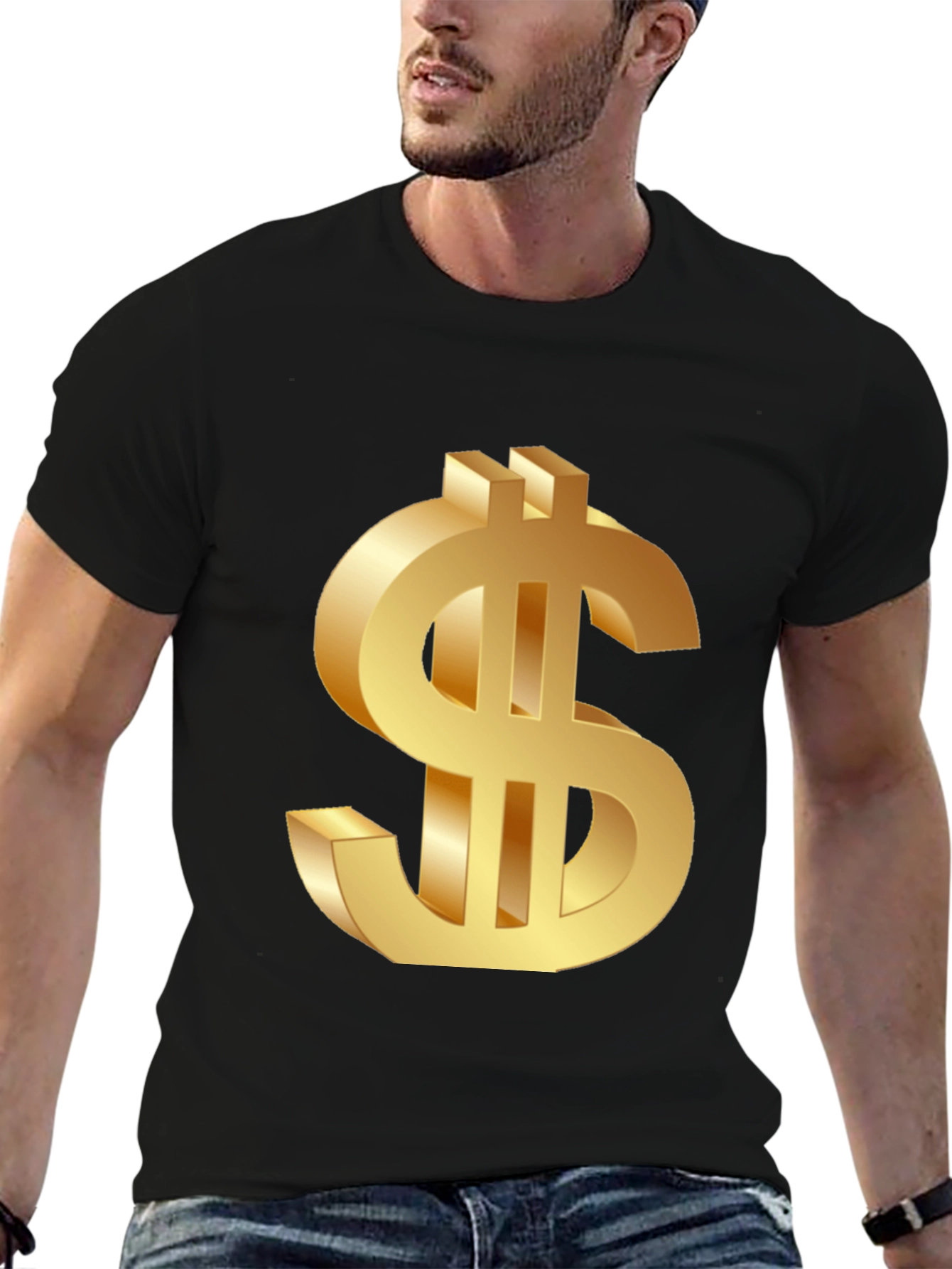 Golden Dollar Sign Black T-Shirt
