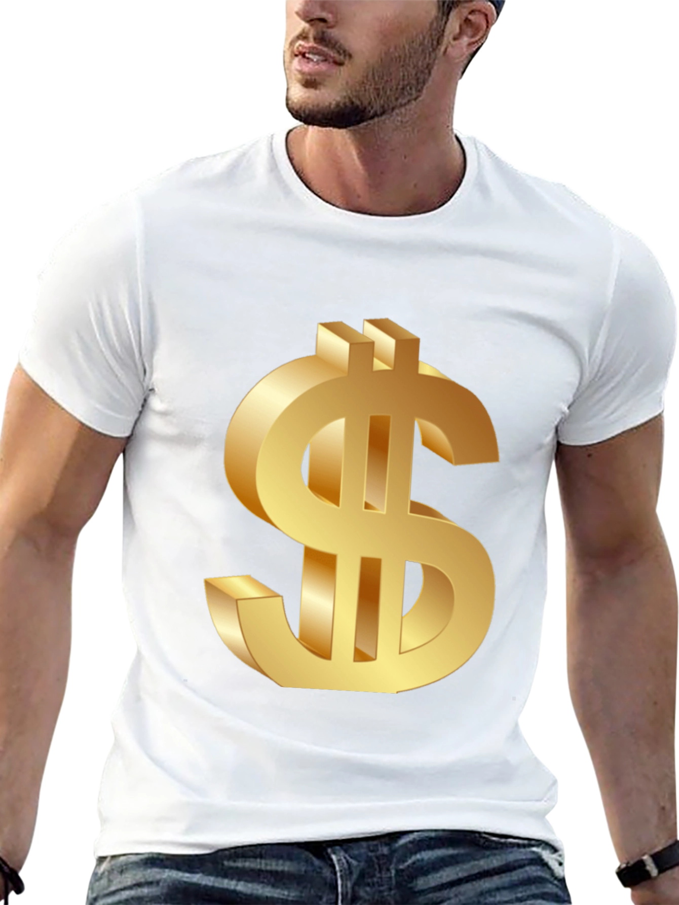 Golden Dollar Sign Black T-Shirt