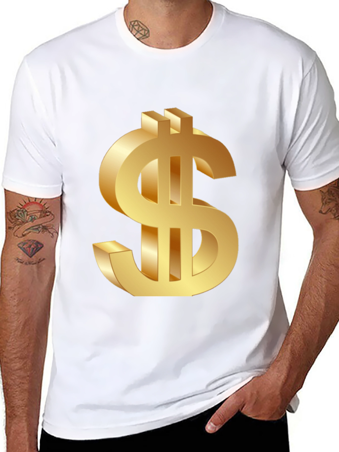 Golden Dollar Sign Black T-Shirt