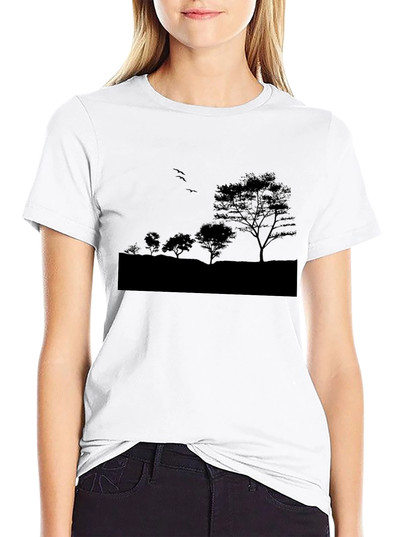 Nature Silhouette Graphic Tee - Black
