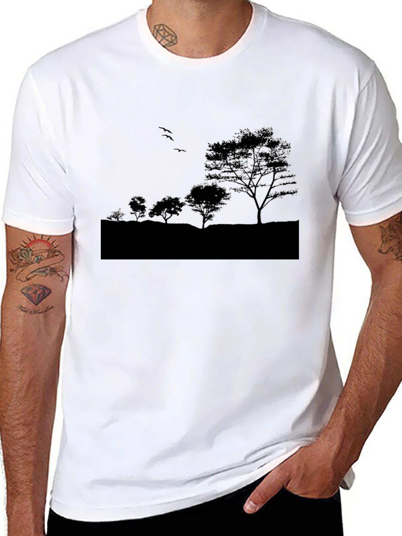 Nature Silhouette Graphic Tee - Black