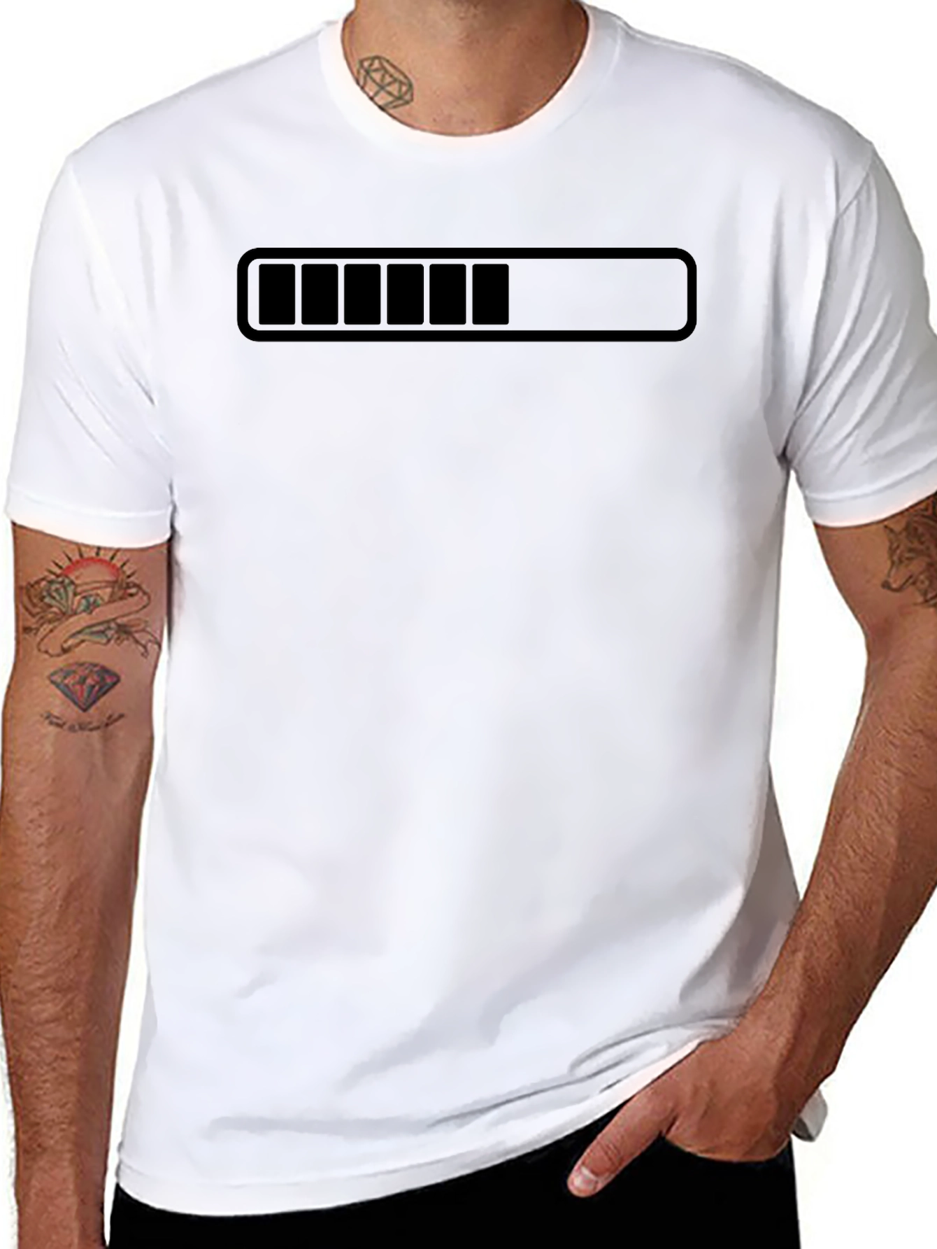 Loading Bar Graphic Tee - Black Cotton T-Shirt