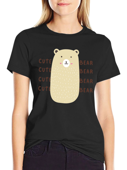 Cute Bear Graphic T-Shirt - Black Cotton Tee