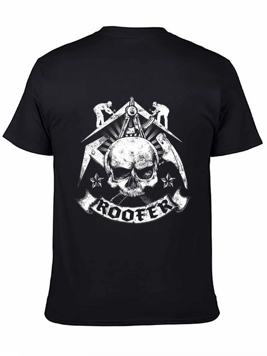 Roofer Skull Graphic T-Shirt - Black