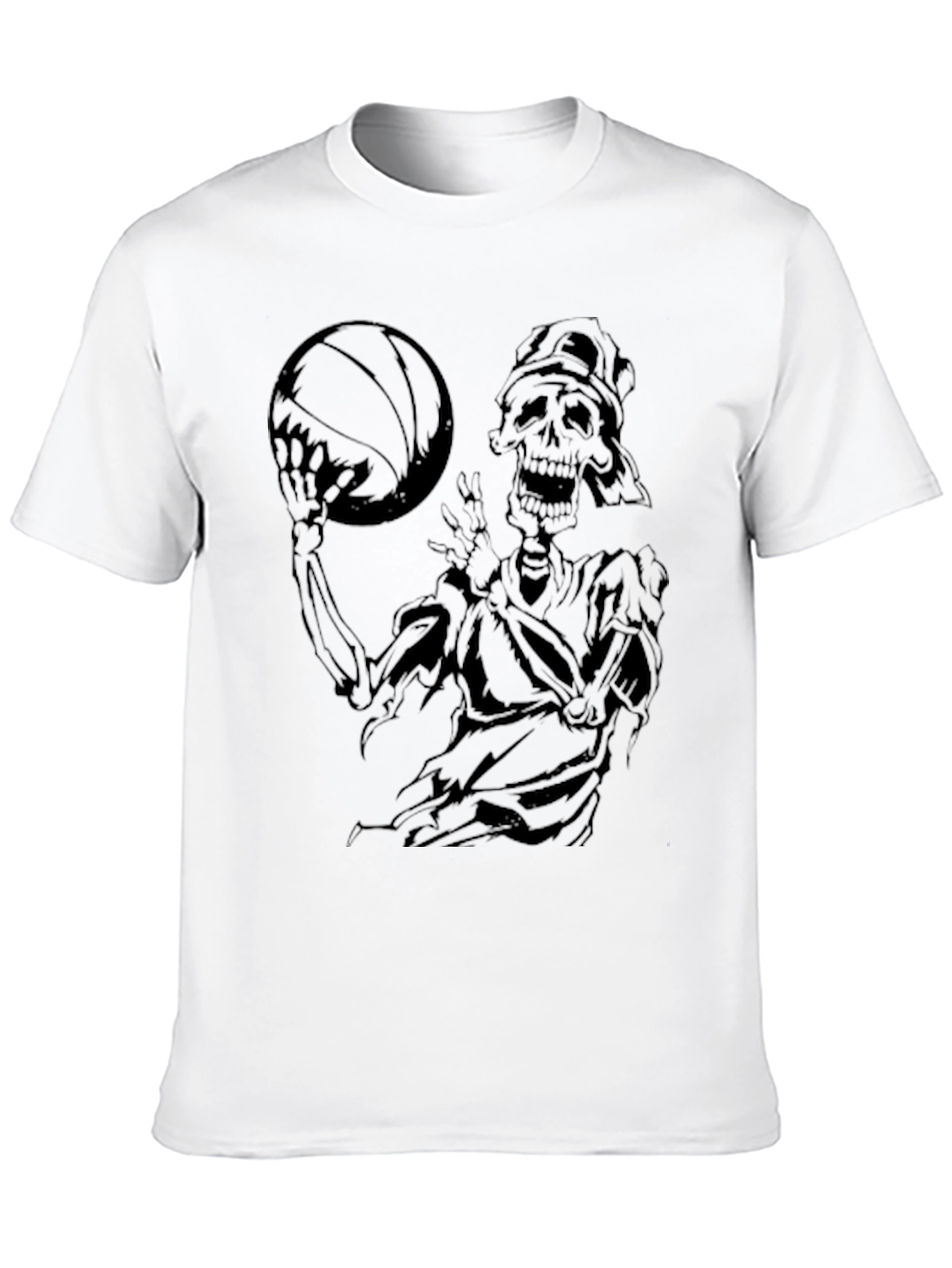 Skeleton Basketball Graphic T-Shirt - Black