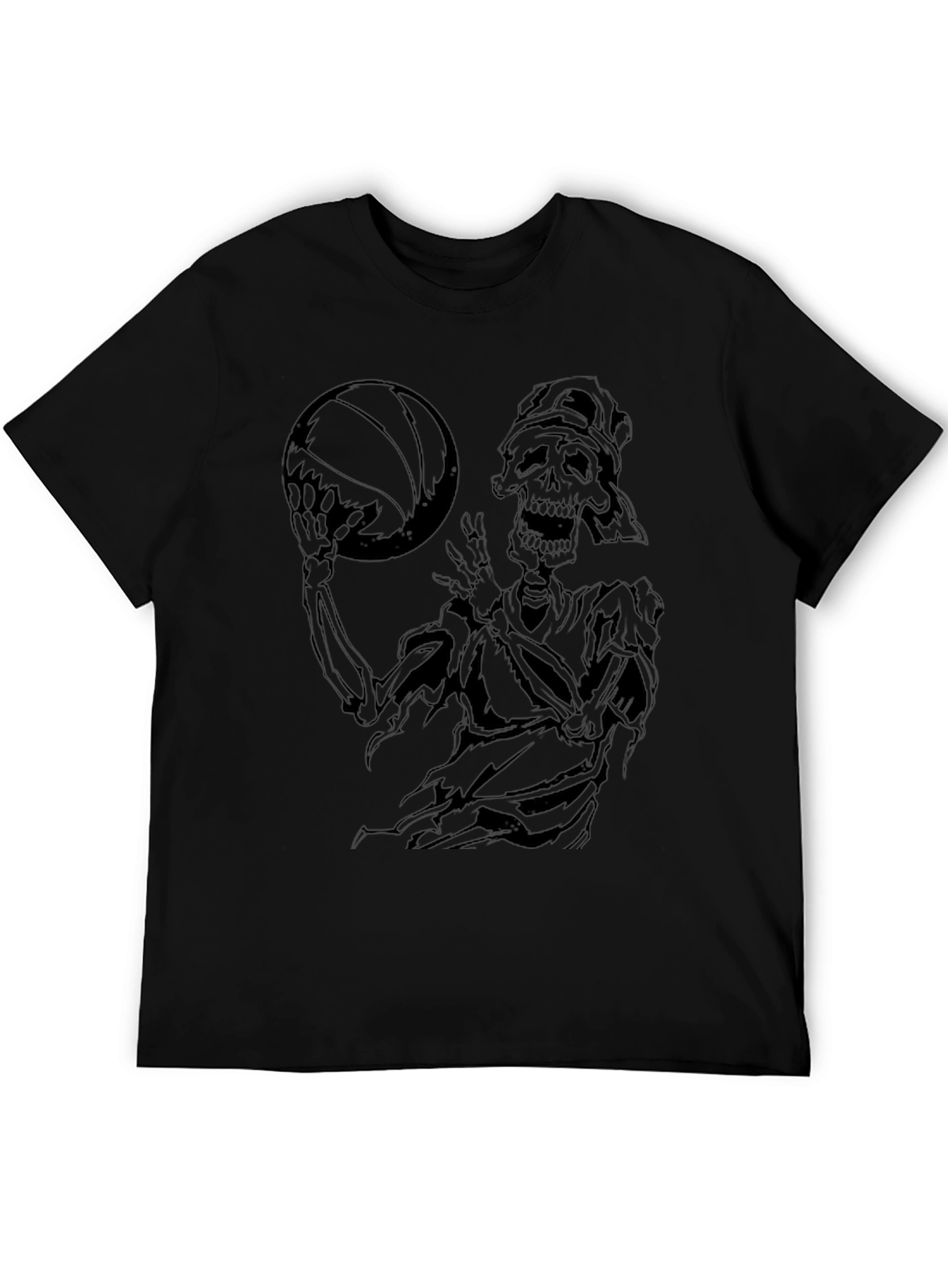Skeleton Basketball Graphic T-Shirt - Black