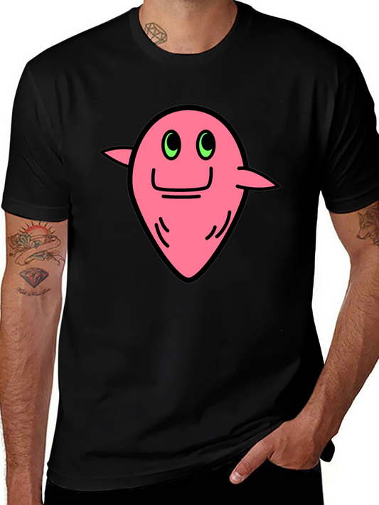 Funky Pink Character Graphic Black T-Shirt