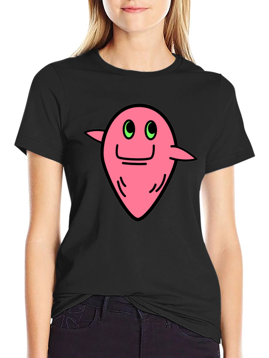 Funky Pink Character Graphic Black T-Shirt