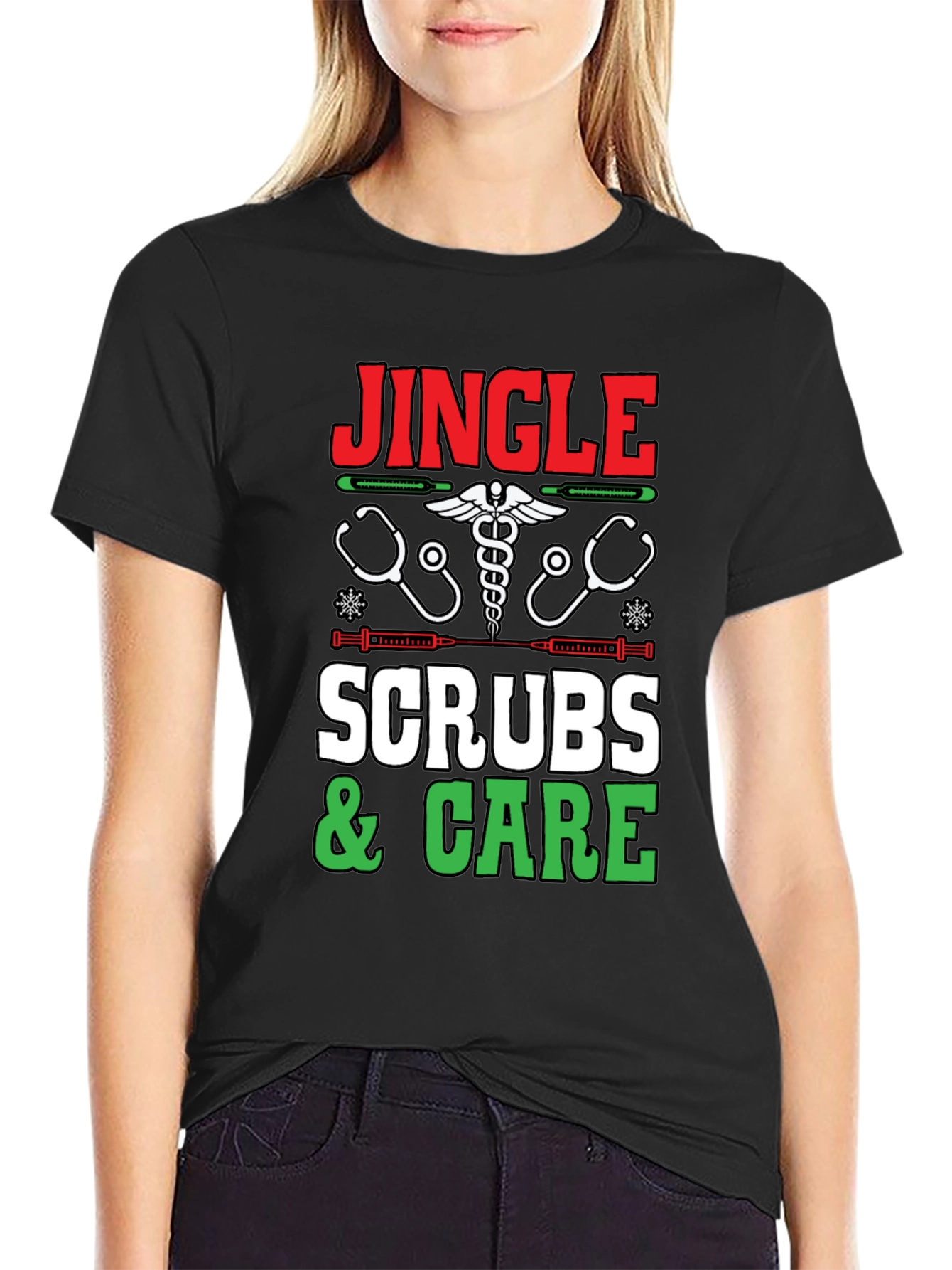 Jingle Scrubs & Care Holiday Tee
