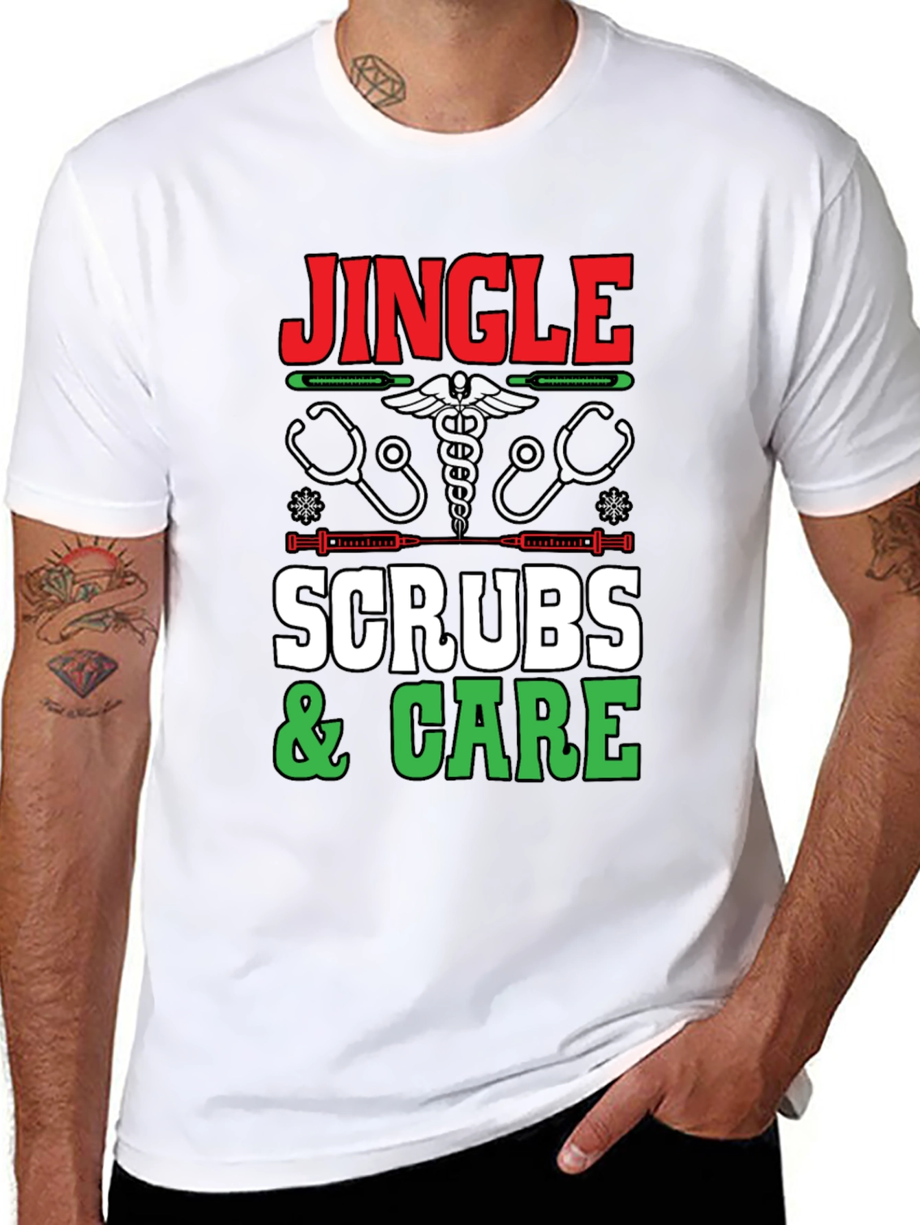 Jingle Scrubs & Care Holiday Tee
