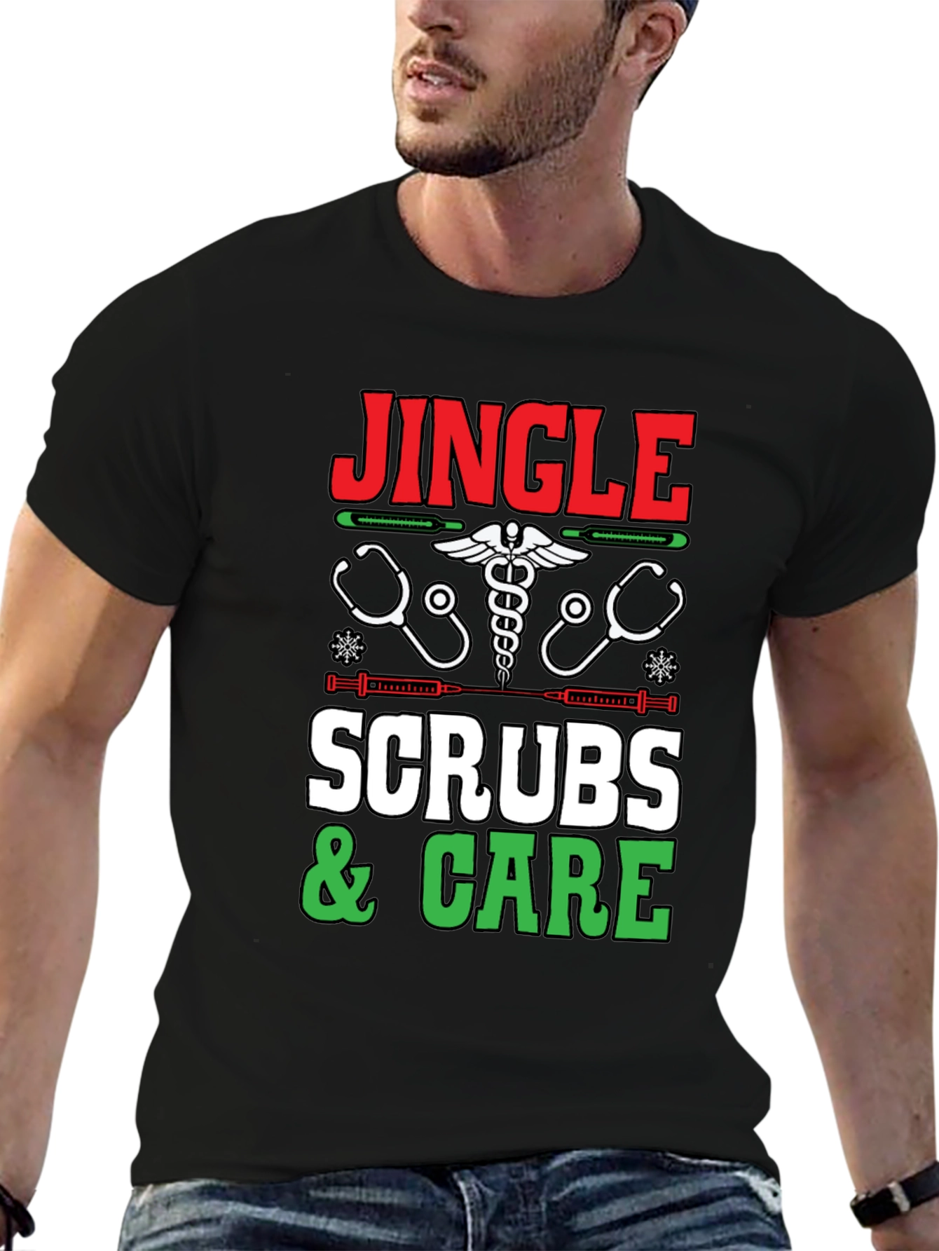 Jingle Scrubs & Care Holiday Tee