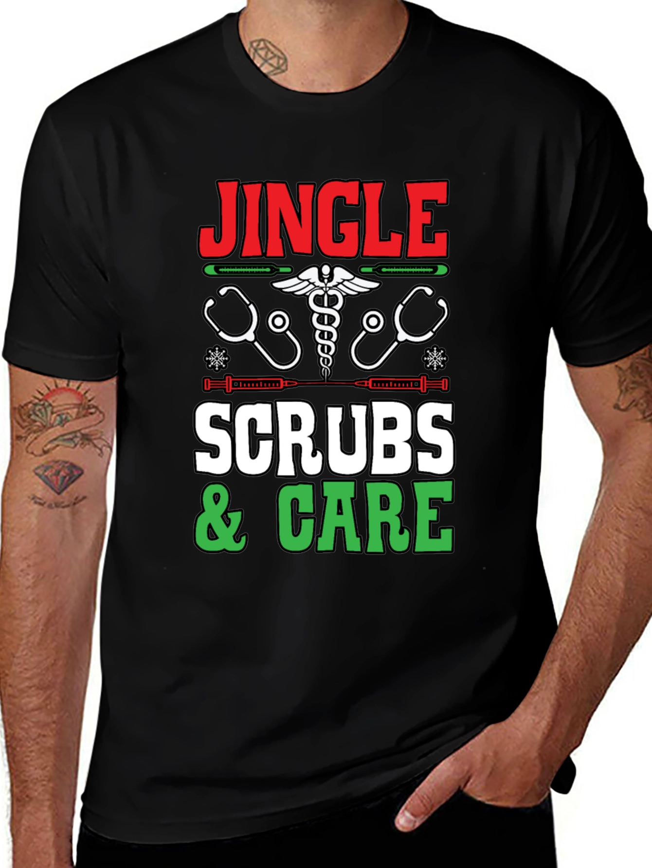 Jingle Scrubs & Care Holiday Tee