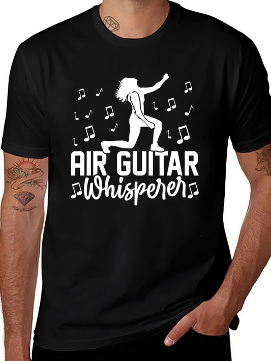 Air Guitar Whisperer Graphic Tee - Black Cotton