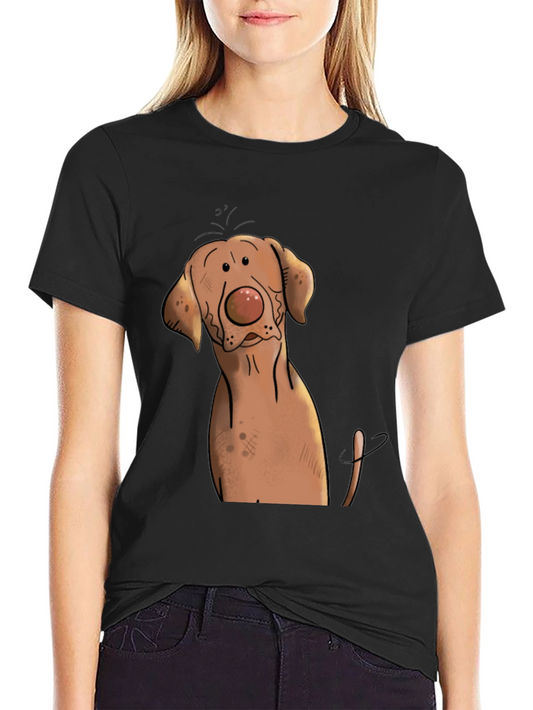 Funny Dog Graphic Tee - Black Cotton T-Shirt