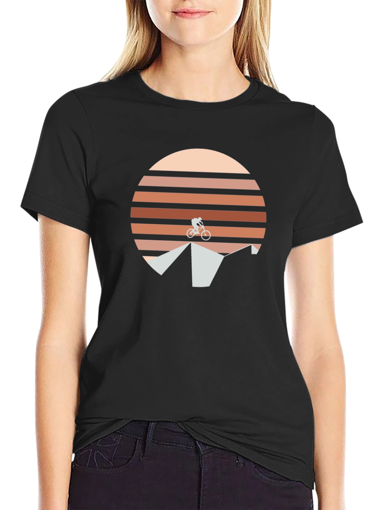 Mountain Bike Sunset Graphic Tee - Black