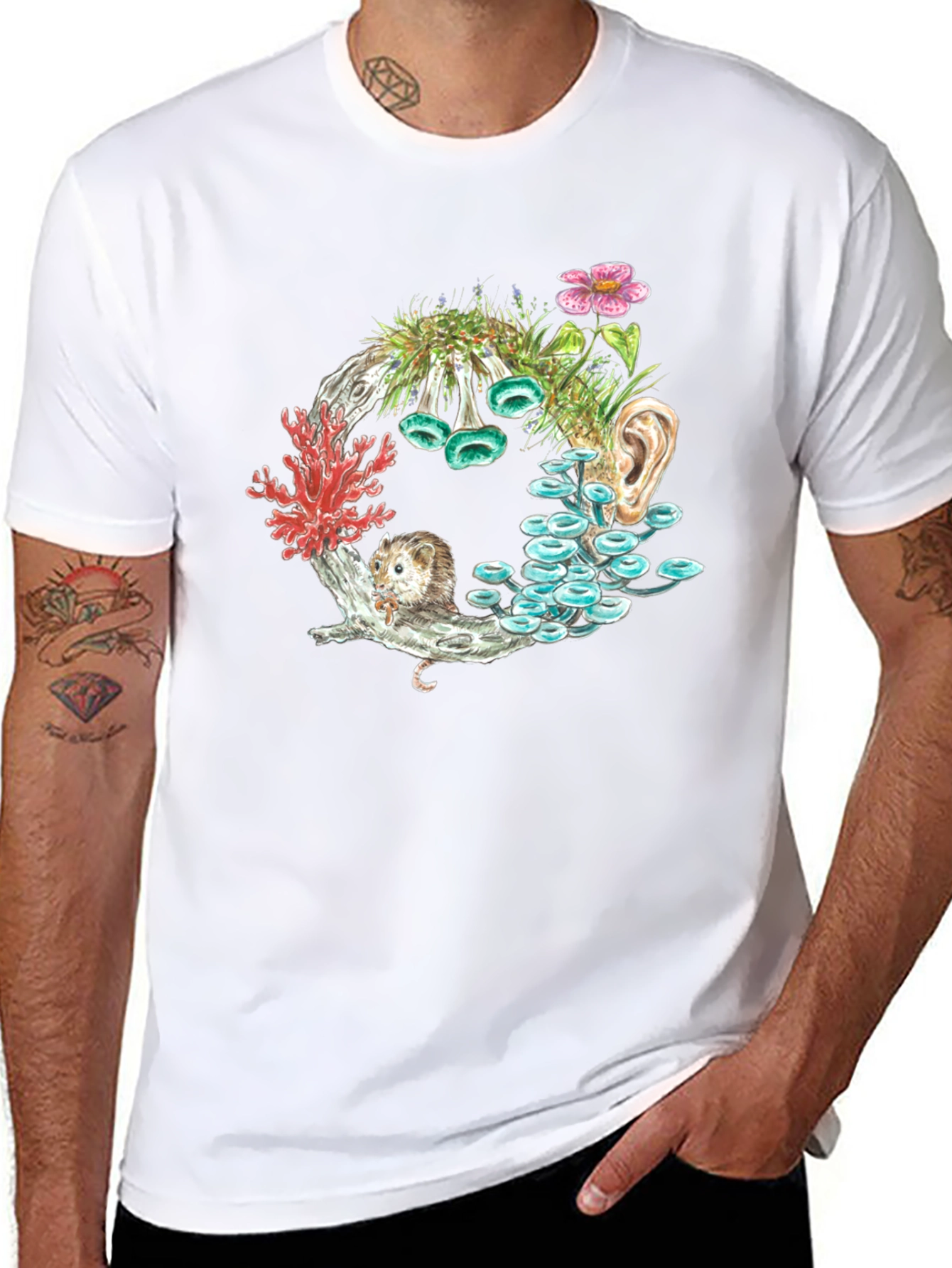 Surreal Nature Graphic Tee - Unique Print Design