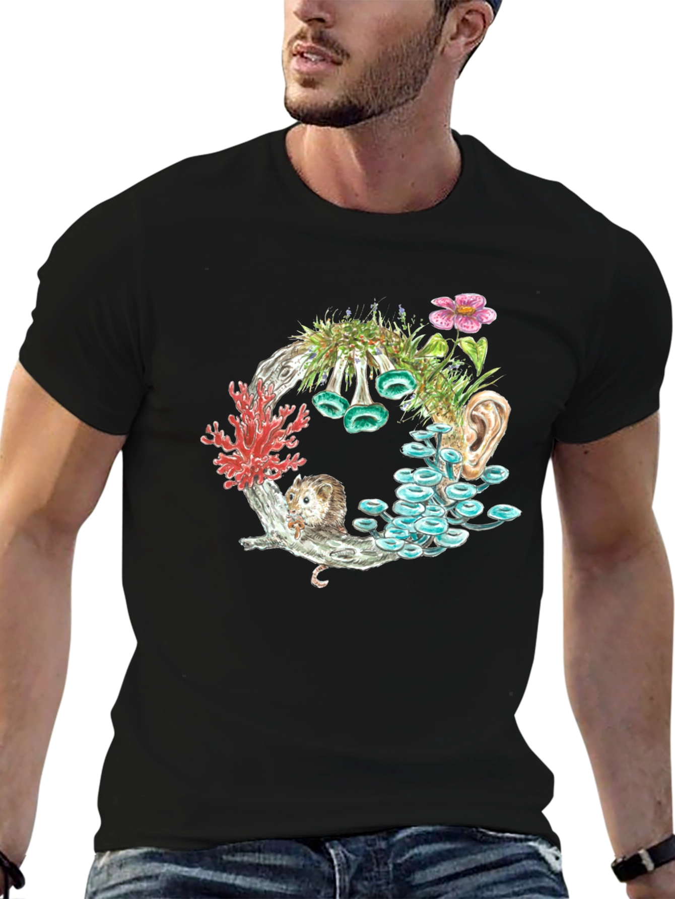 Surreal Nature Graphic Tee - Unique Print Design