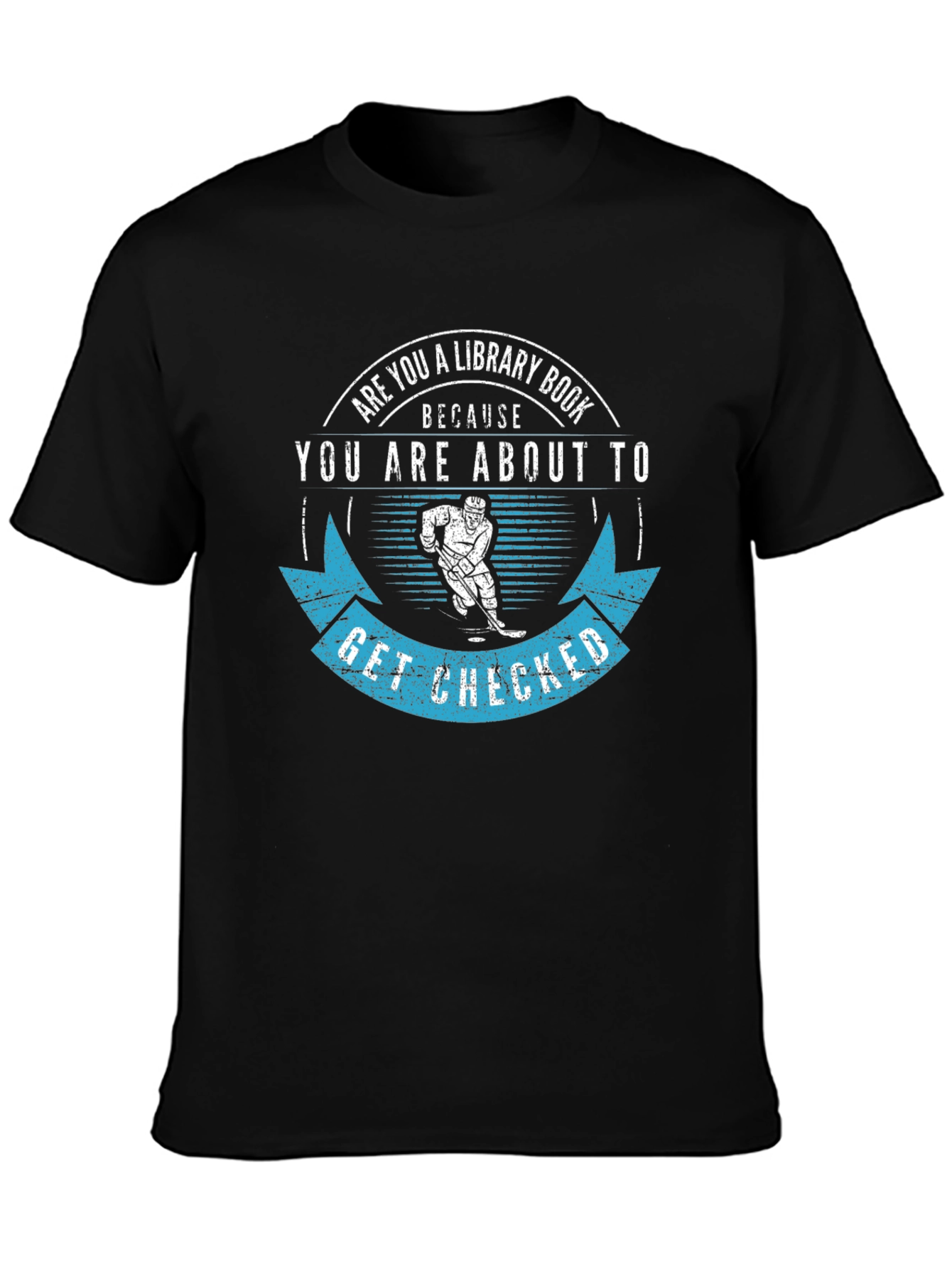 Library Book Hockey Check Black Graphic Tee