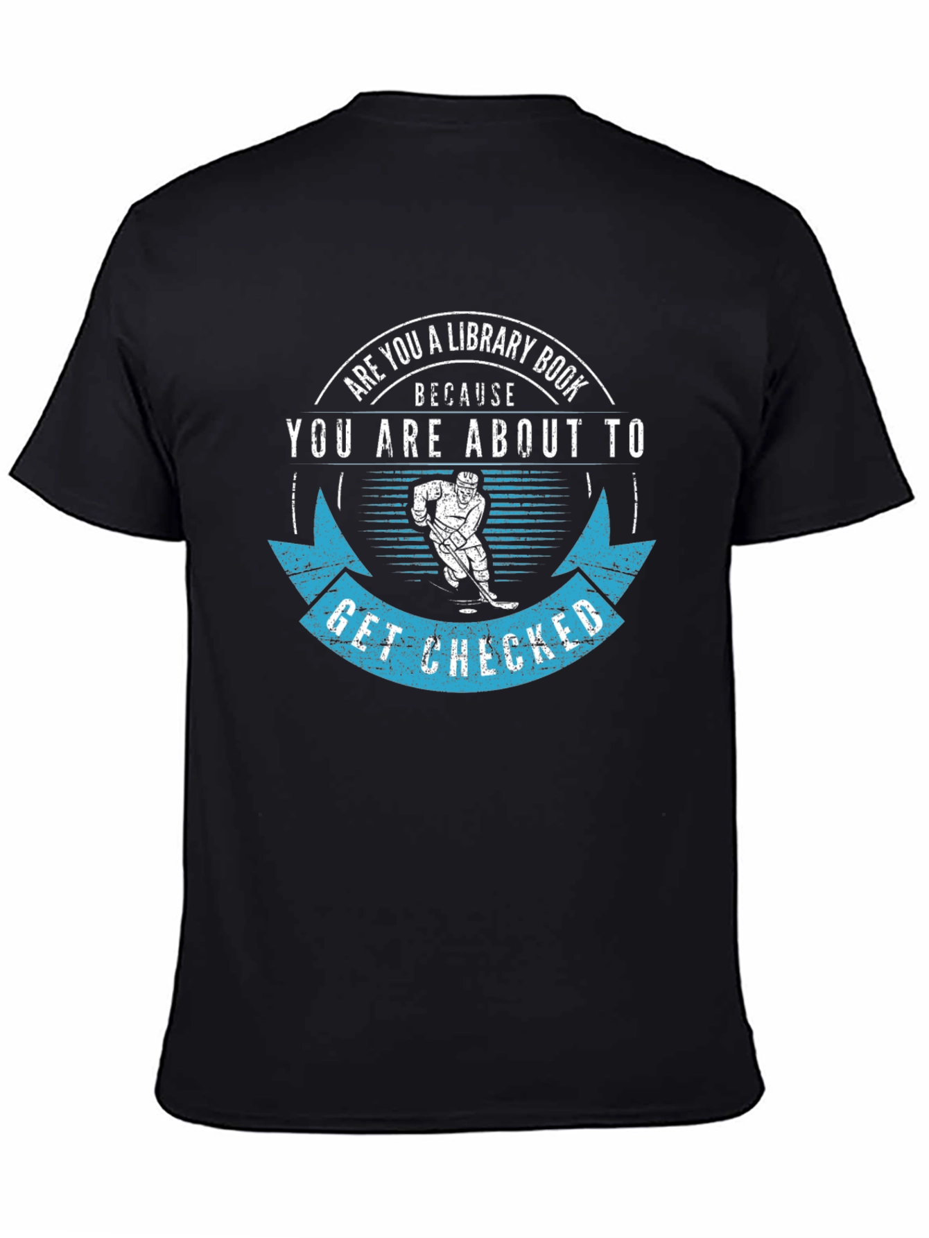 Library Book Hockey Check Black Graphic Tee
