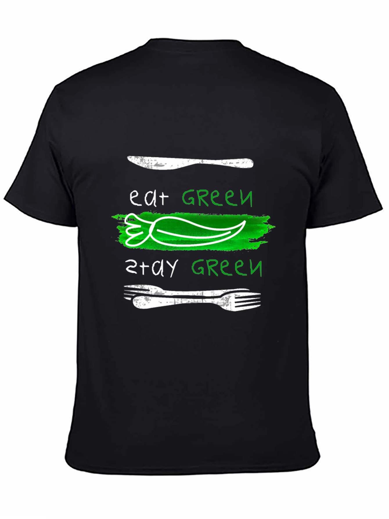 Eat Green Stay Green Graphic Tee - Black