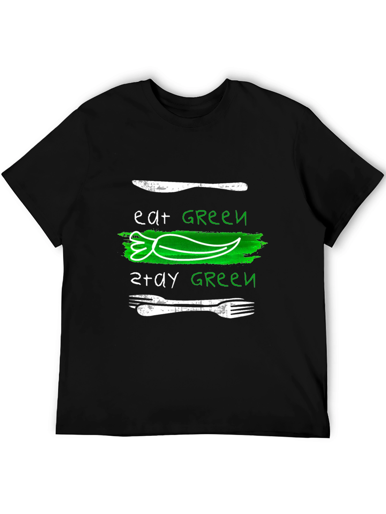 Eat Green Stay Green Graphic Tee - Black