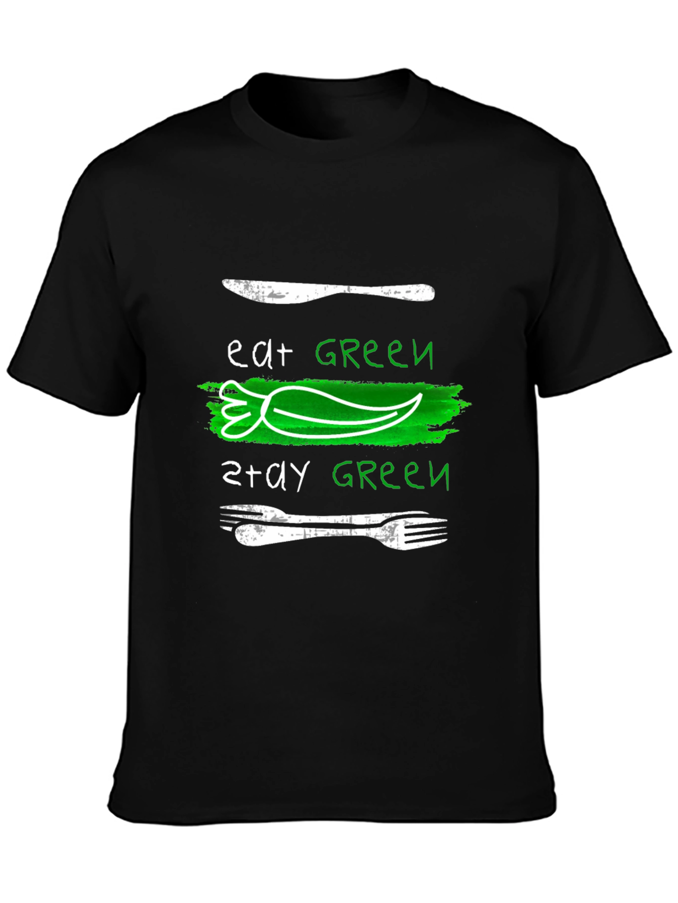 Eat Green Stay Green Graphic Tee - Black