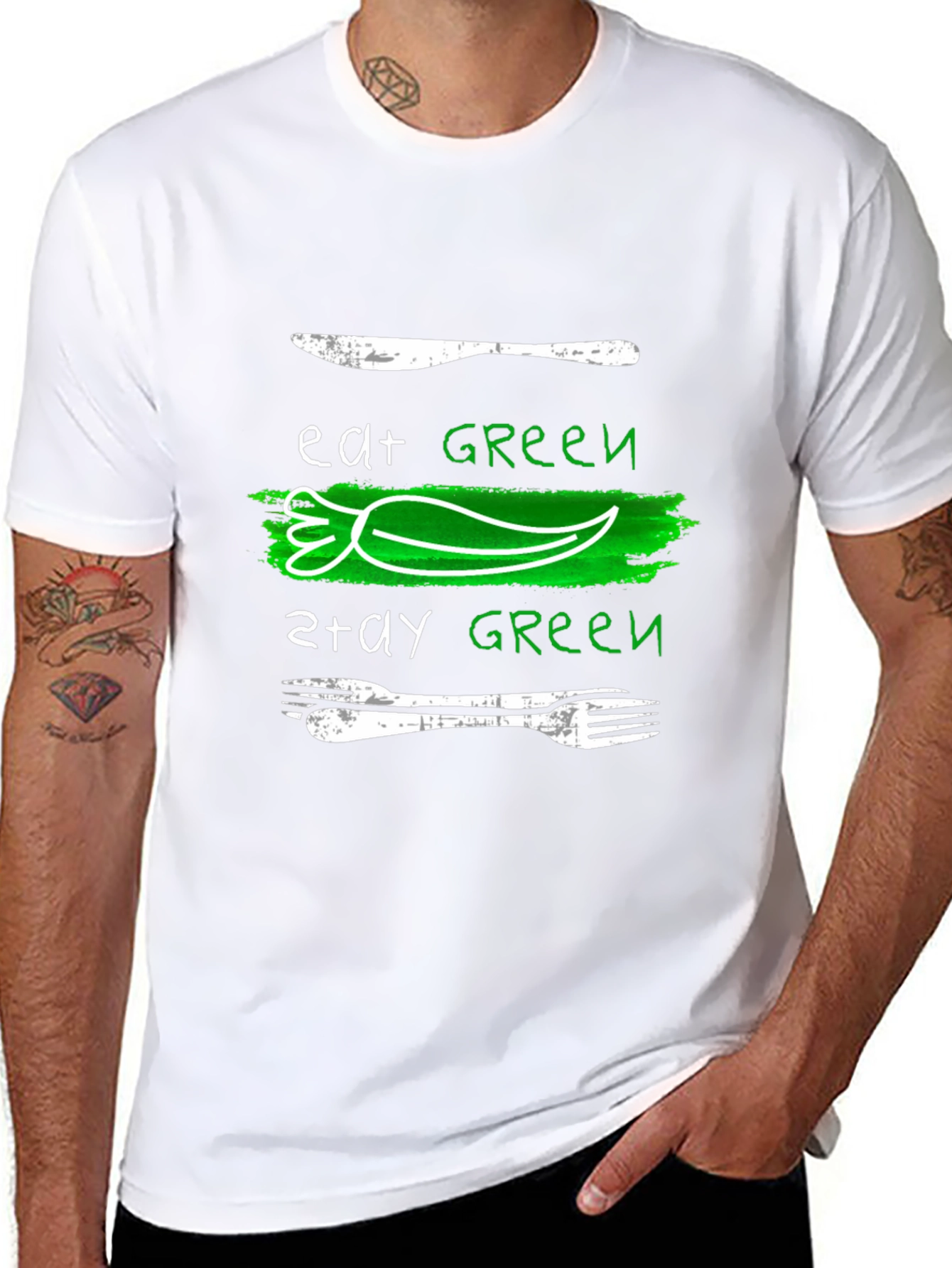 Eat Green Stay Green Graphic Tee - Black