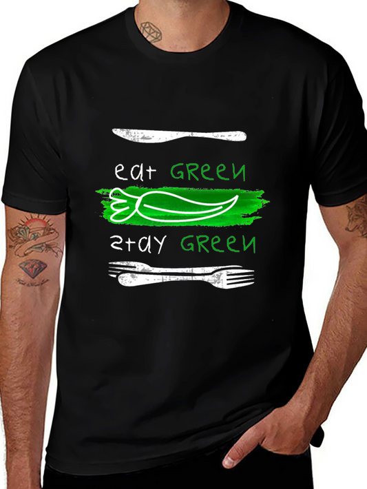 Eat Green Stay Green Graphic Tee - Black