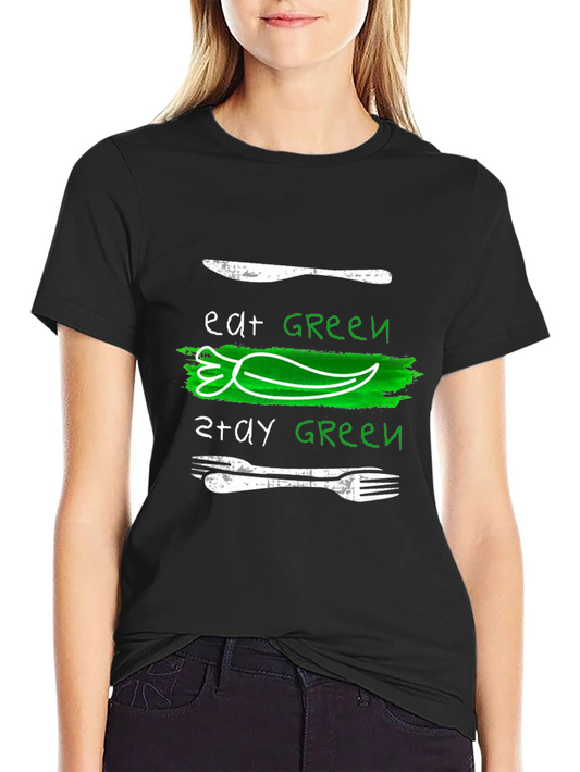 Eat Green Stay Green Graphic Tee - Black