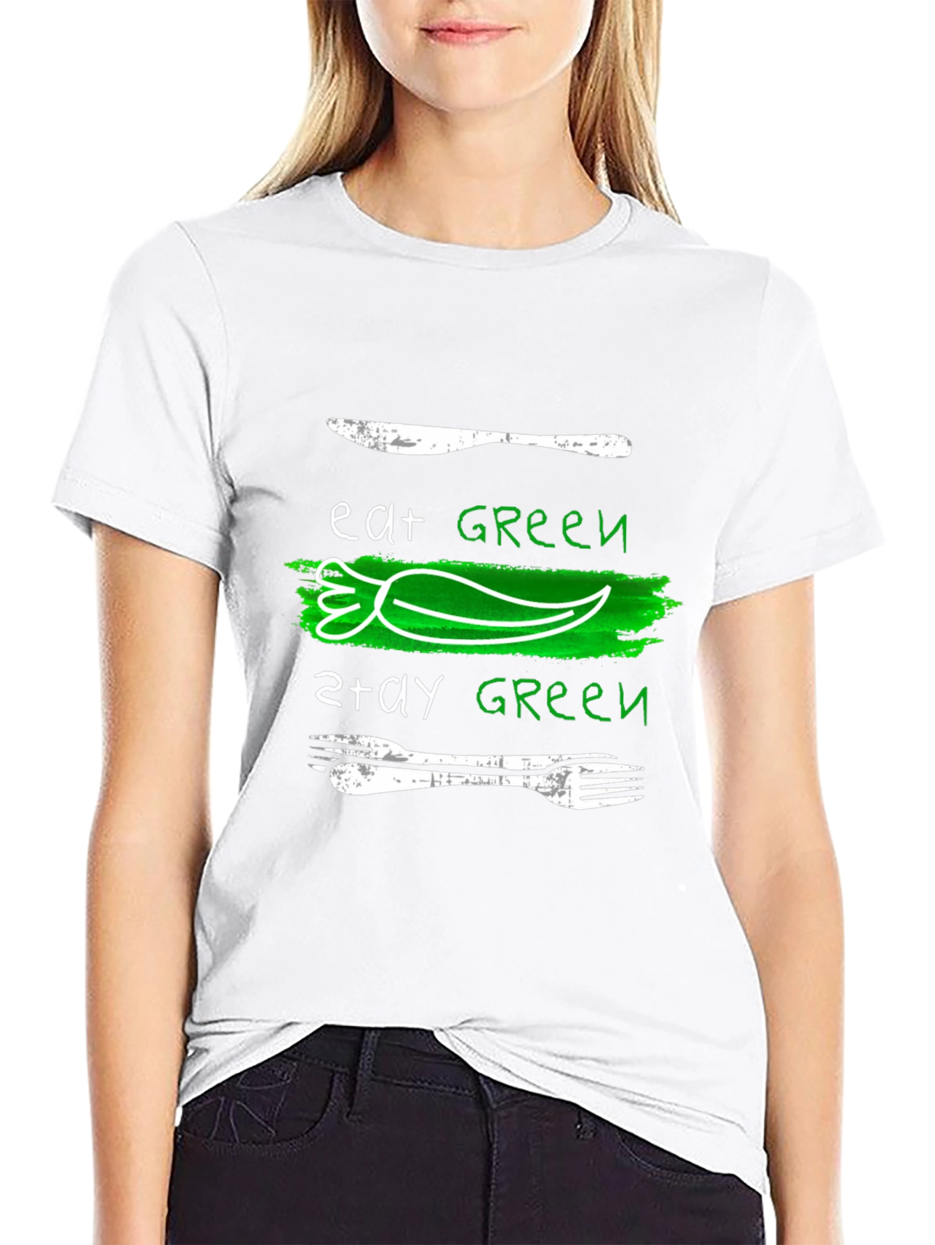 Eat Green Stay Green Graphic Tee - Black