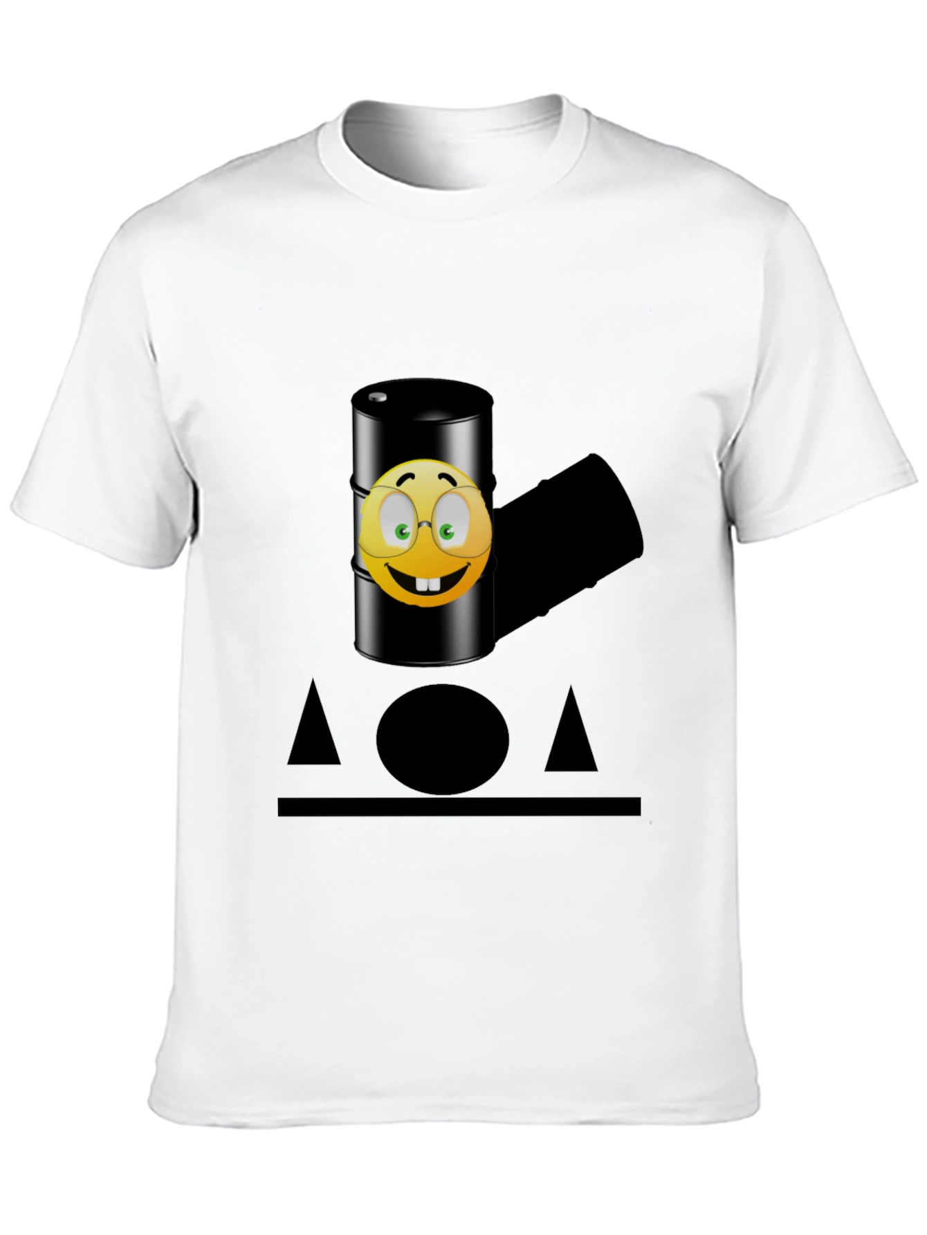 Humorous Emoji Oil Barrel T-Shirt - Black