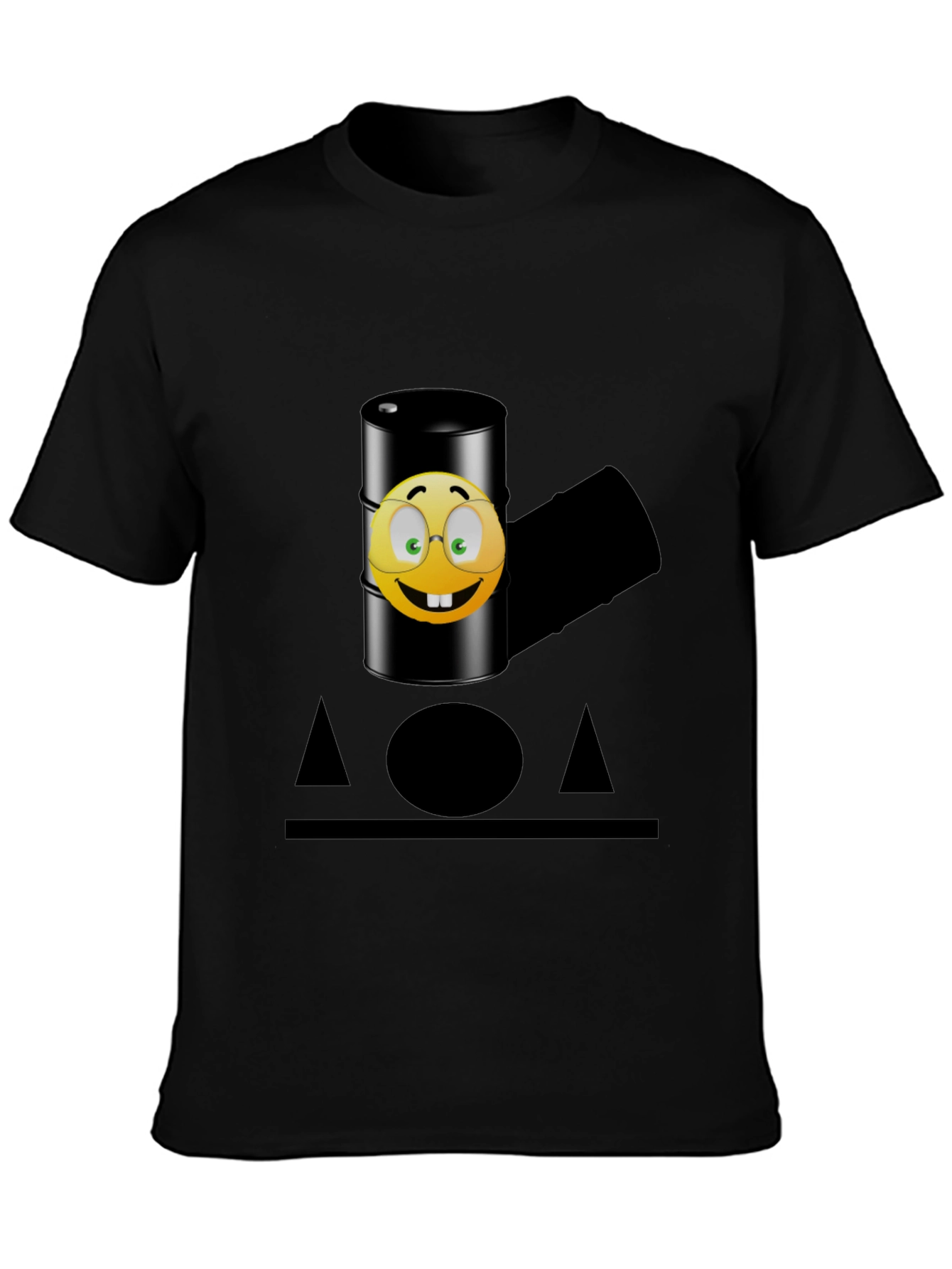 Humorous Emoji Oil Barrel T-Shirt - Black