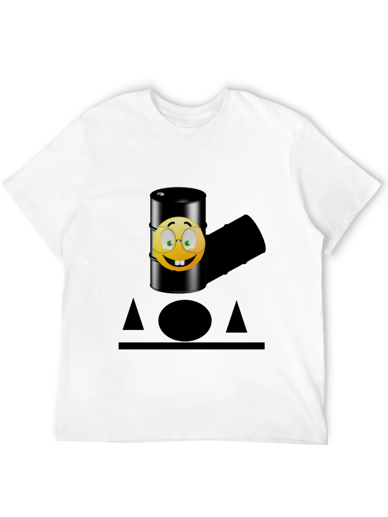 Humorous Emoji Oil Barrel T-Shirt - Black