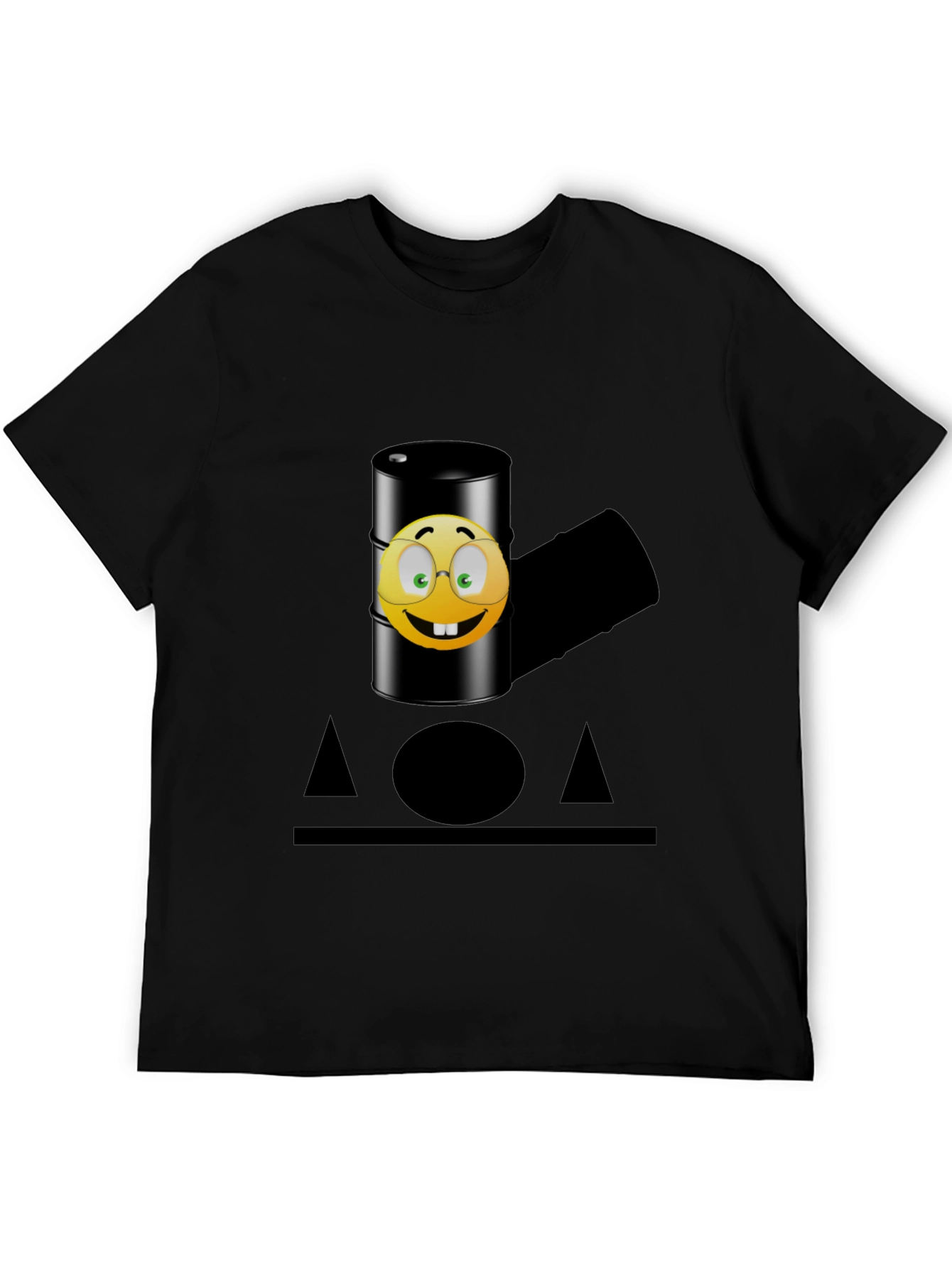 Humorous Emoji Oil Barrel T-Shirt - Black