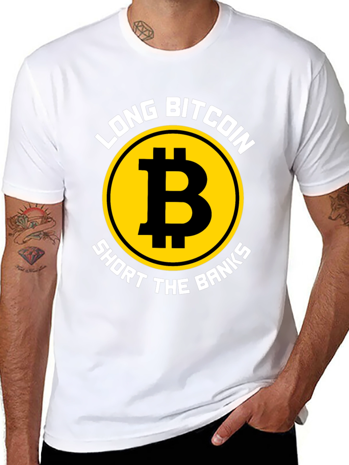 Long Bitcoin Short the Banks Graphic Tee