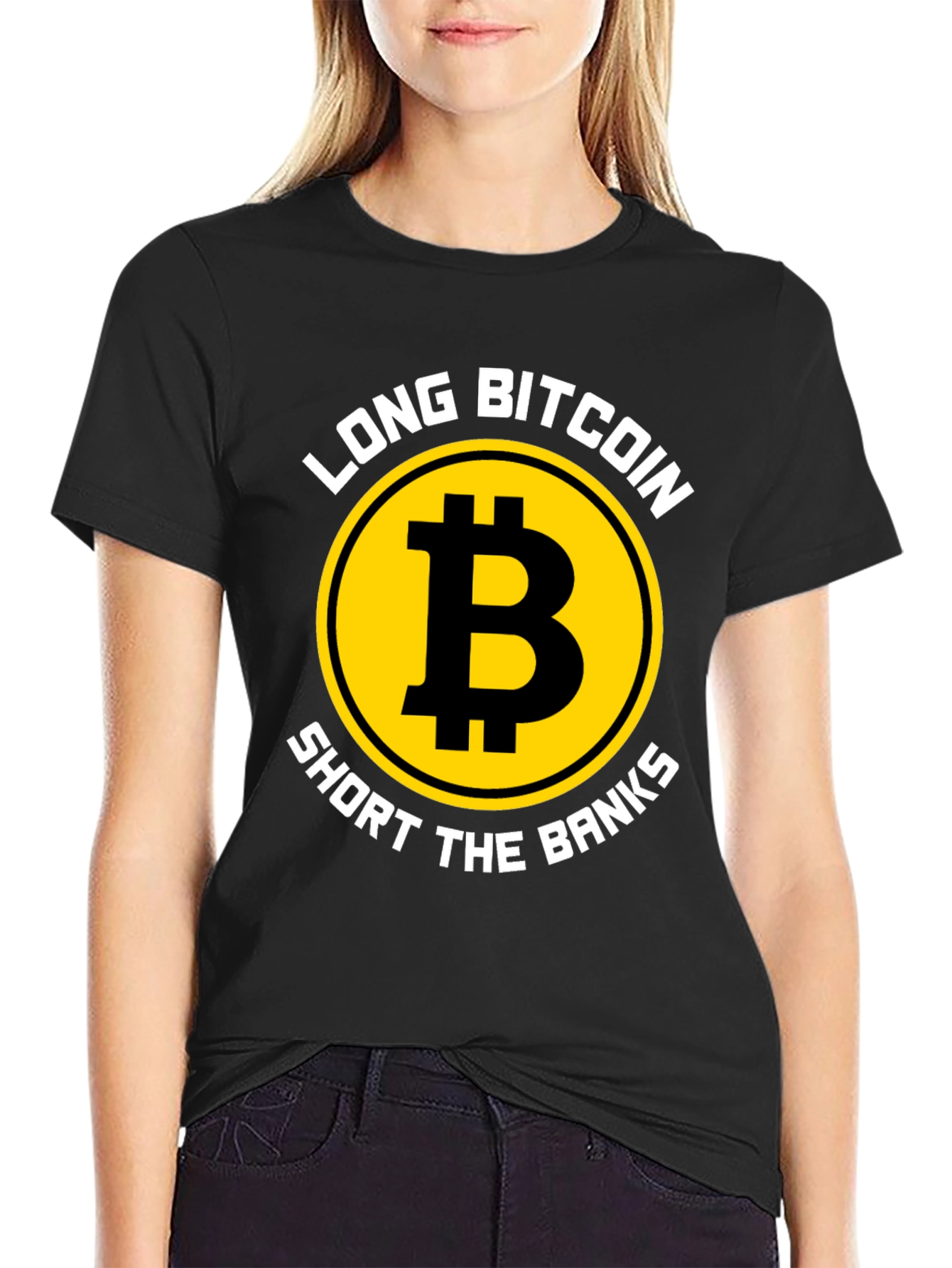 Long Bitcoin Short the Banks Graphic Tee