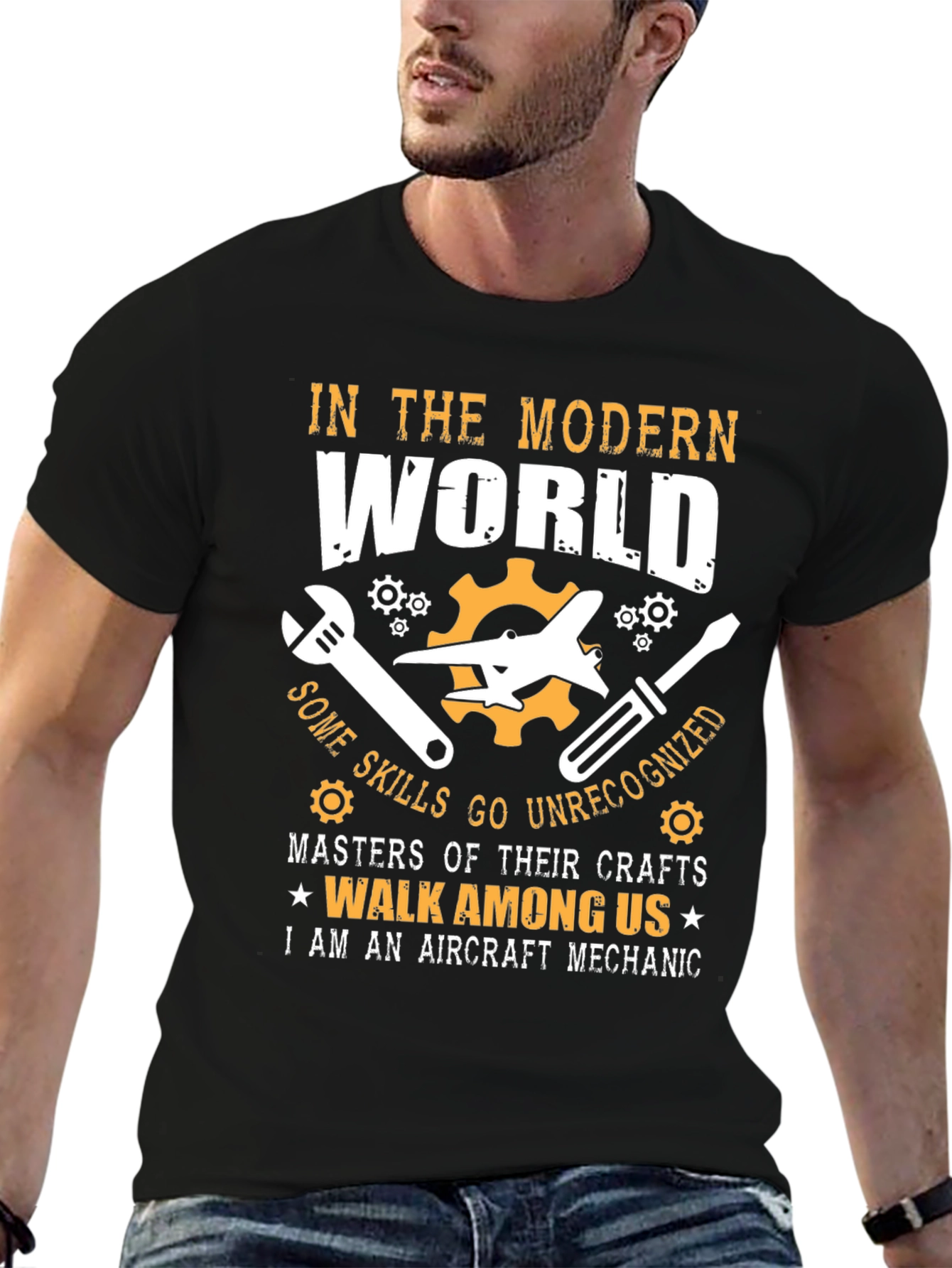 Aircraft Mechanic T-Shirt: Modern World Skilled Craftsman