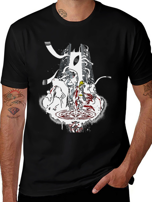 Anime-Inspired Graphic T-Shirt - Black