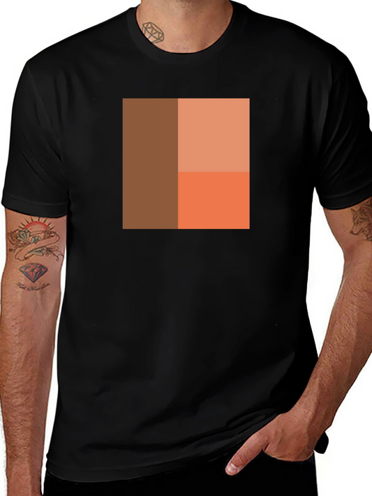 Abstract Color Block Graphic Tee - Modern Style