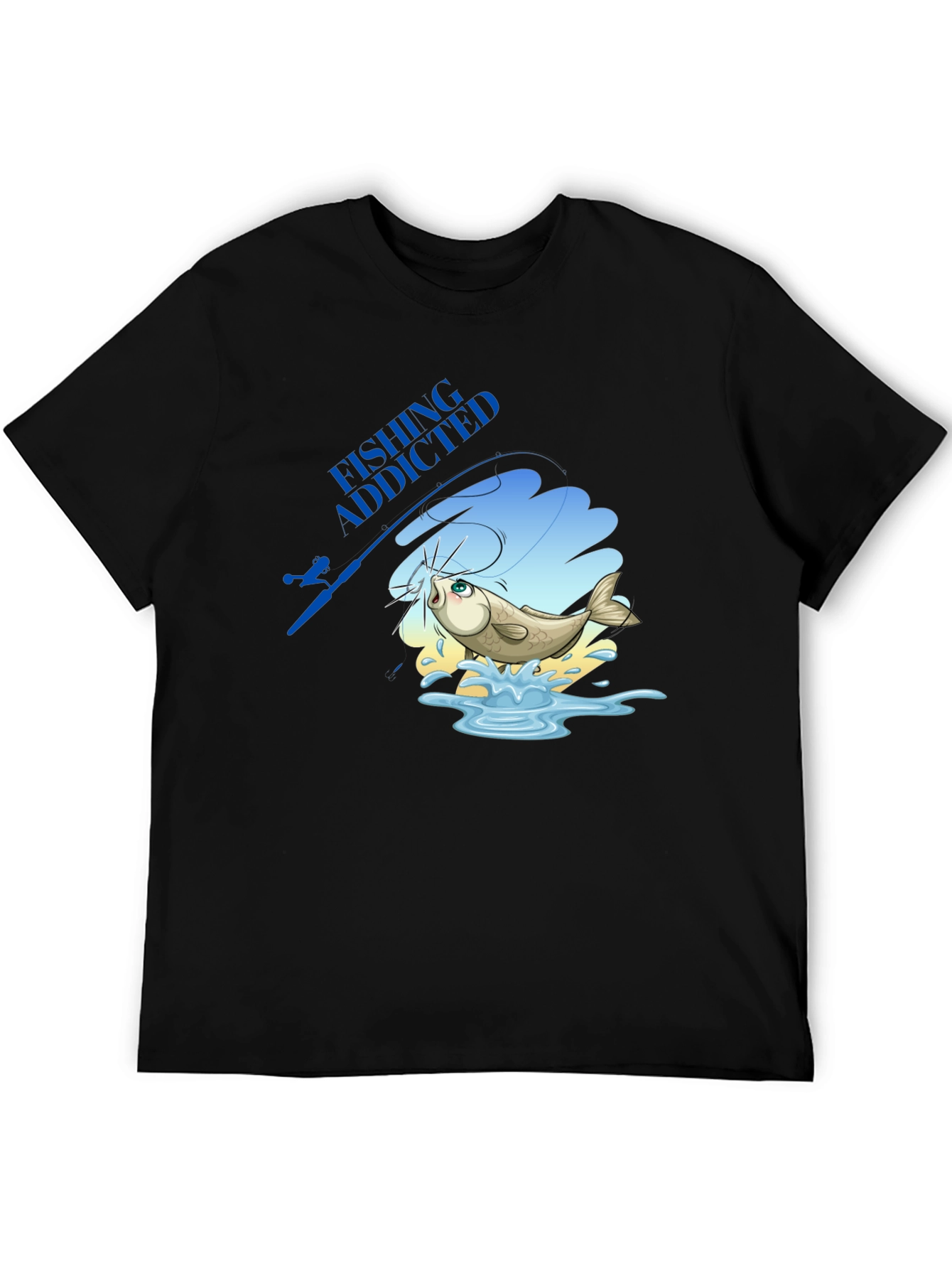 Fishing Addicted Black T-Shirt - Angler Gift