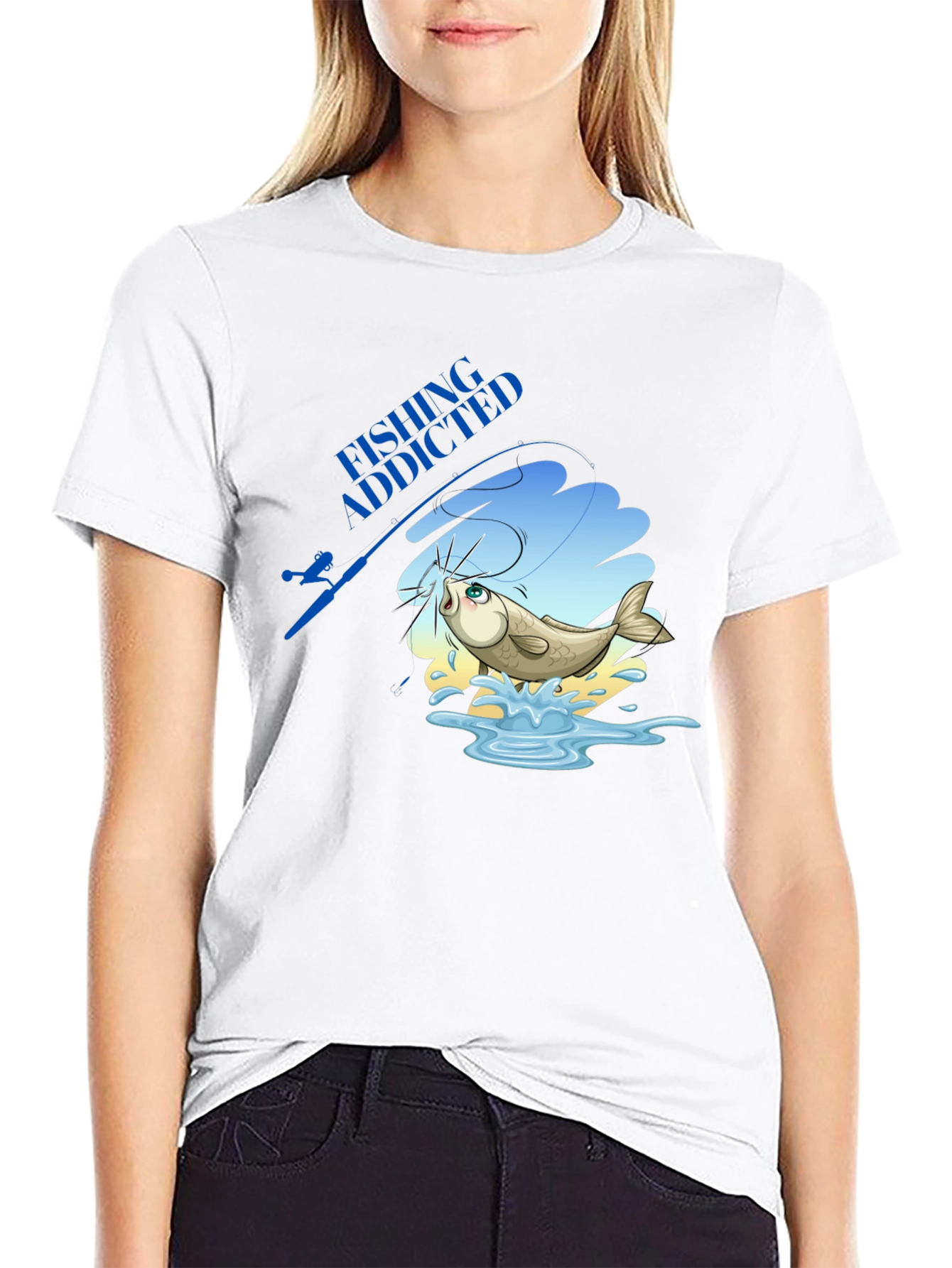 Fishing Addicted Black T-Shirt - Angler Gift