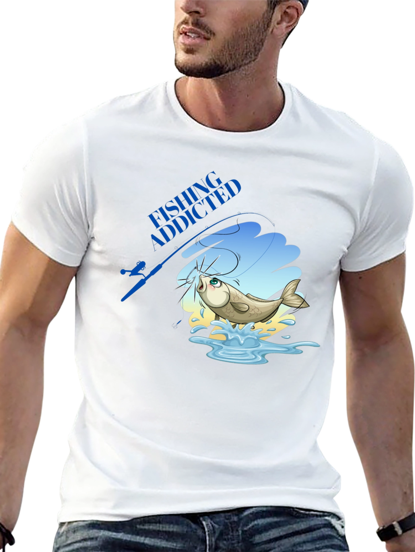 Fishing Addicted Black T-Shirt - Angler Gift