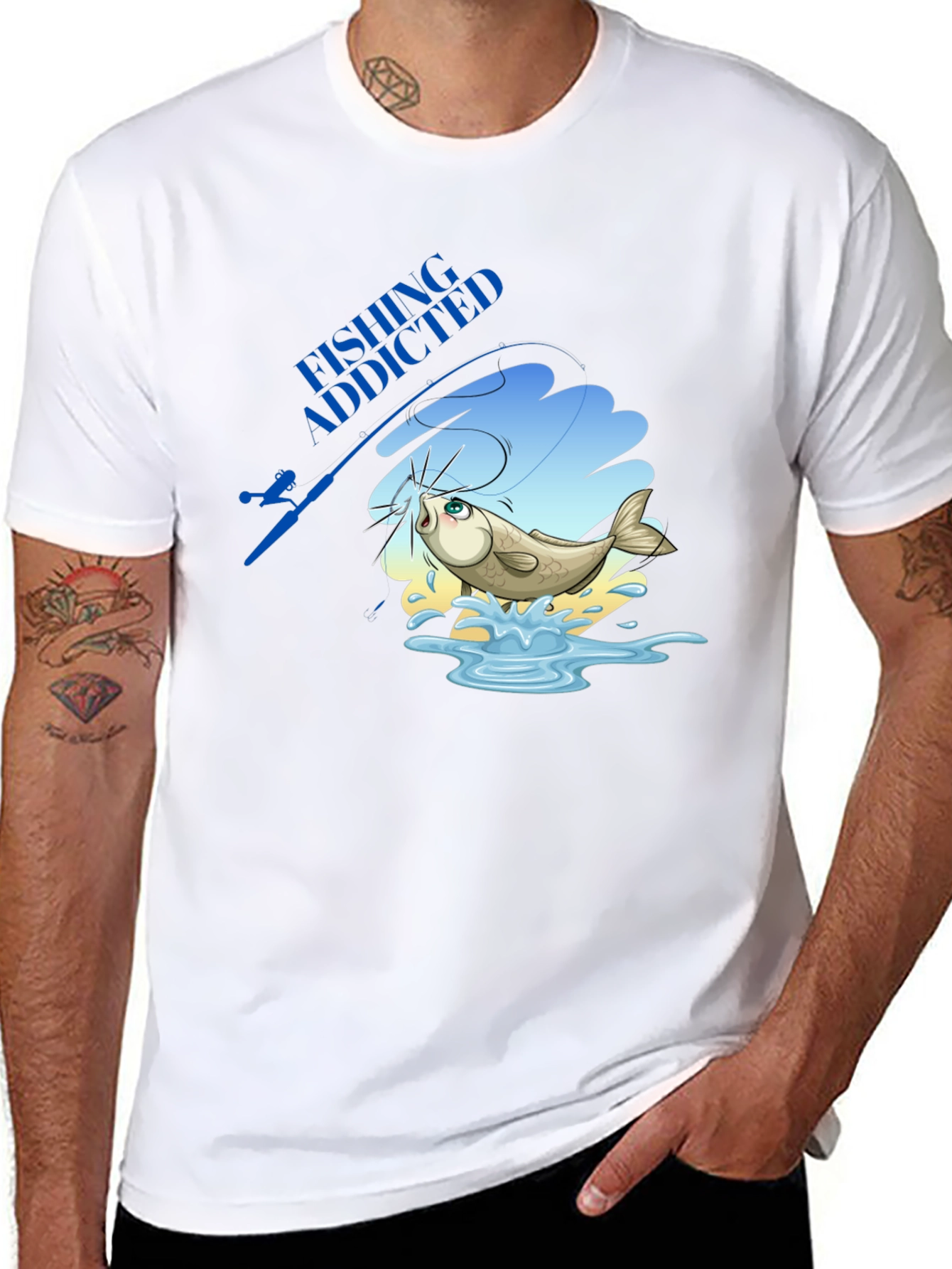 Fishing Addicted Black T-Shirt - Angler Gift