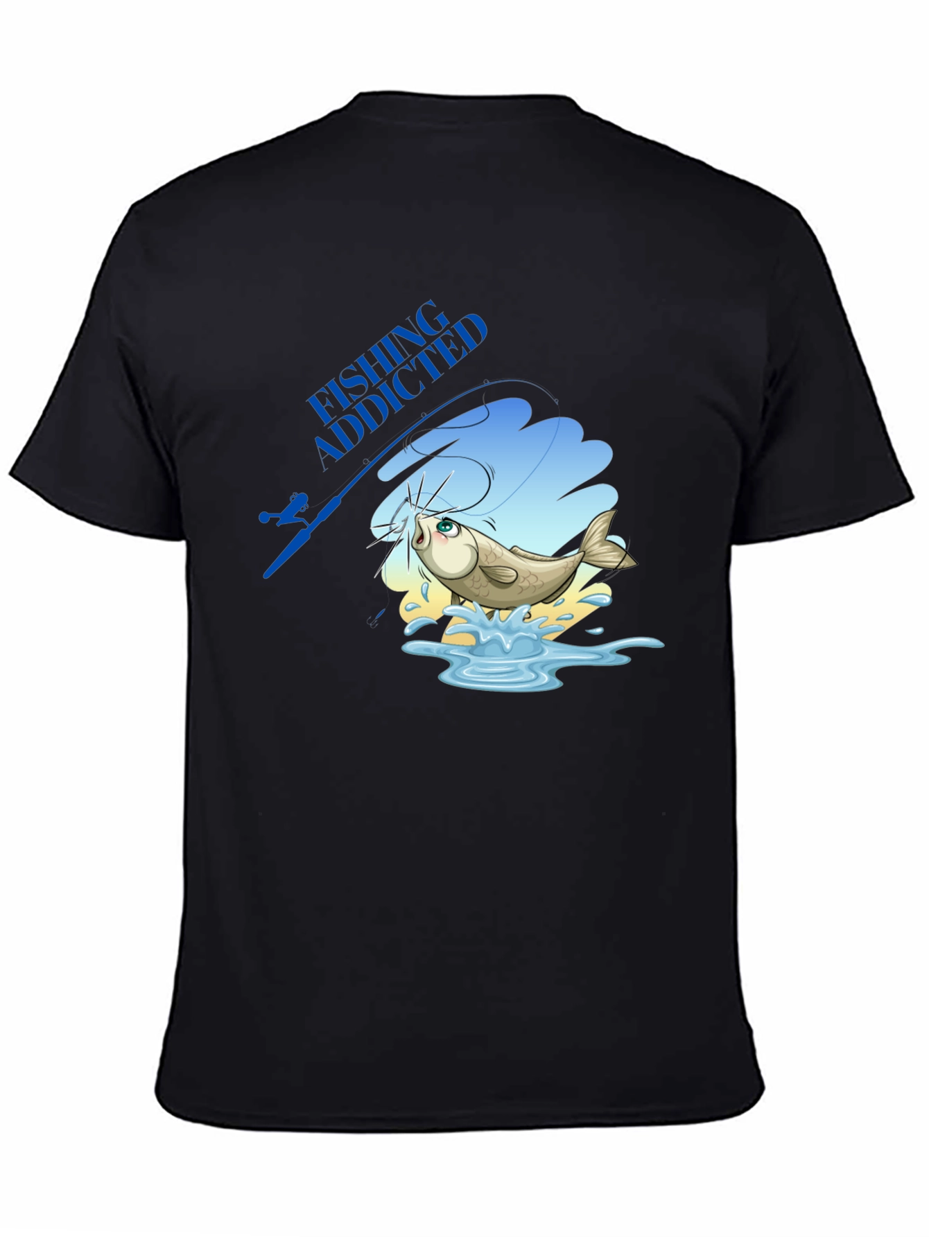 Fishing Addicted Black T-Shirt - Angler Gift