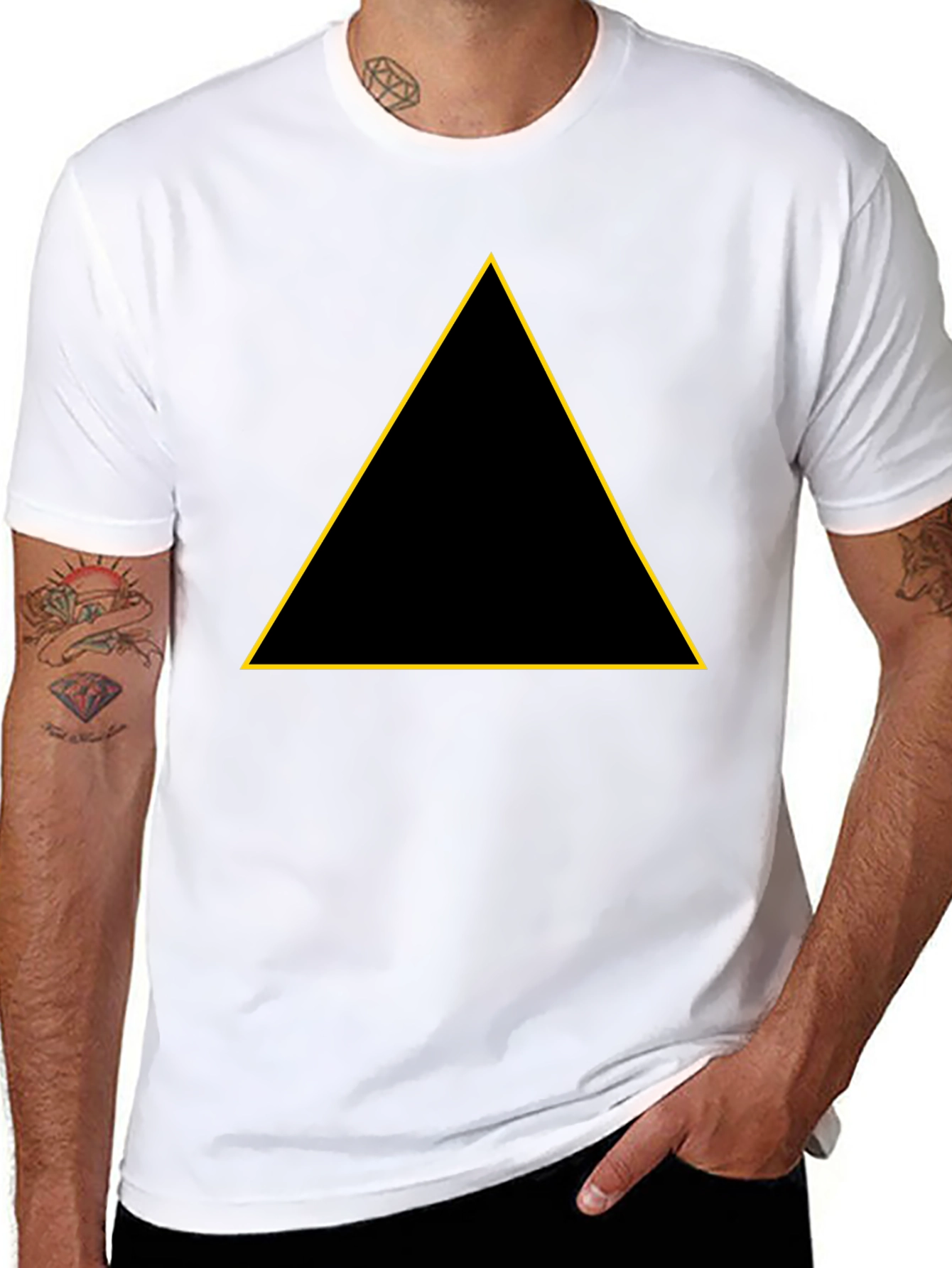 Black T-Shirt with Golden Triangle